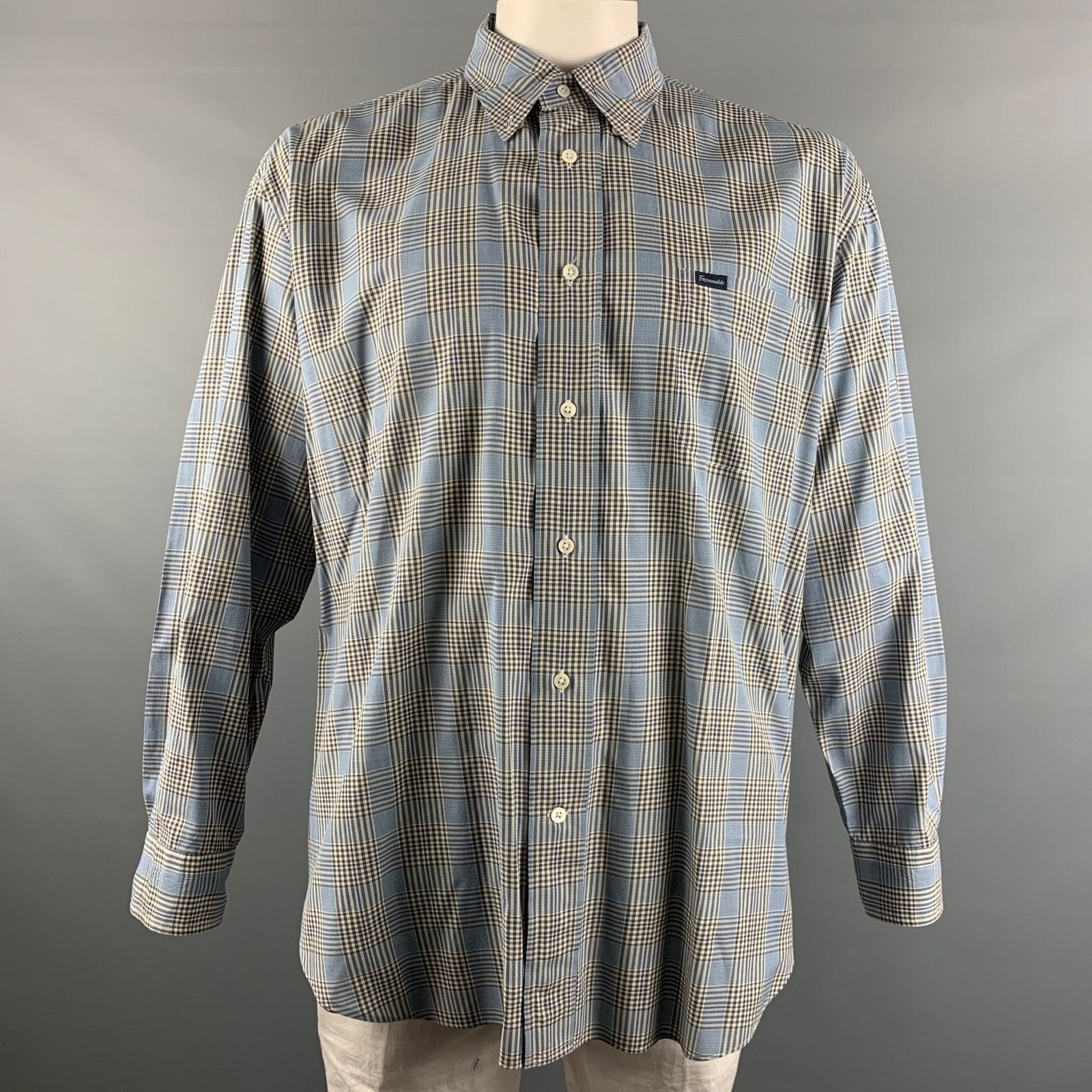 Faconnable FACONNABLE Blue Grey Glenplaid One pocket Long Sleeve Shirt Size US XXL / EU 58 / 5 - 1 Thumbnail