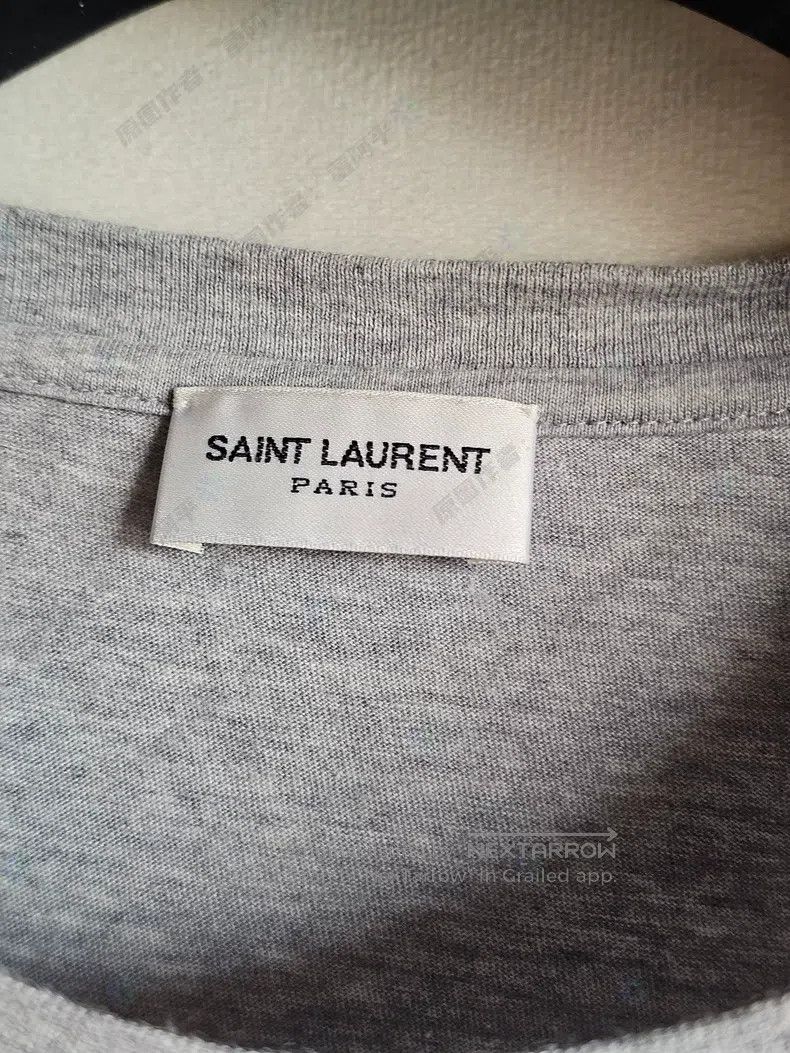 Saint Laurent Paris Saint Laurent Paris Grey short-sleeve T-shirt with small l Size US M / EU 48-50 / 2 - 3 Thumbnail