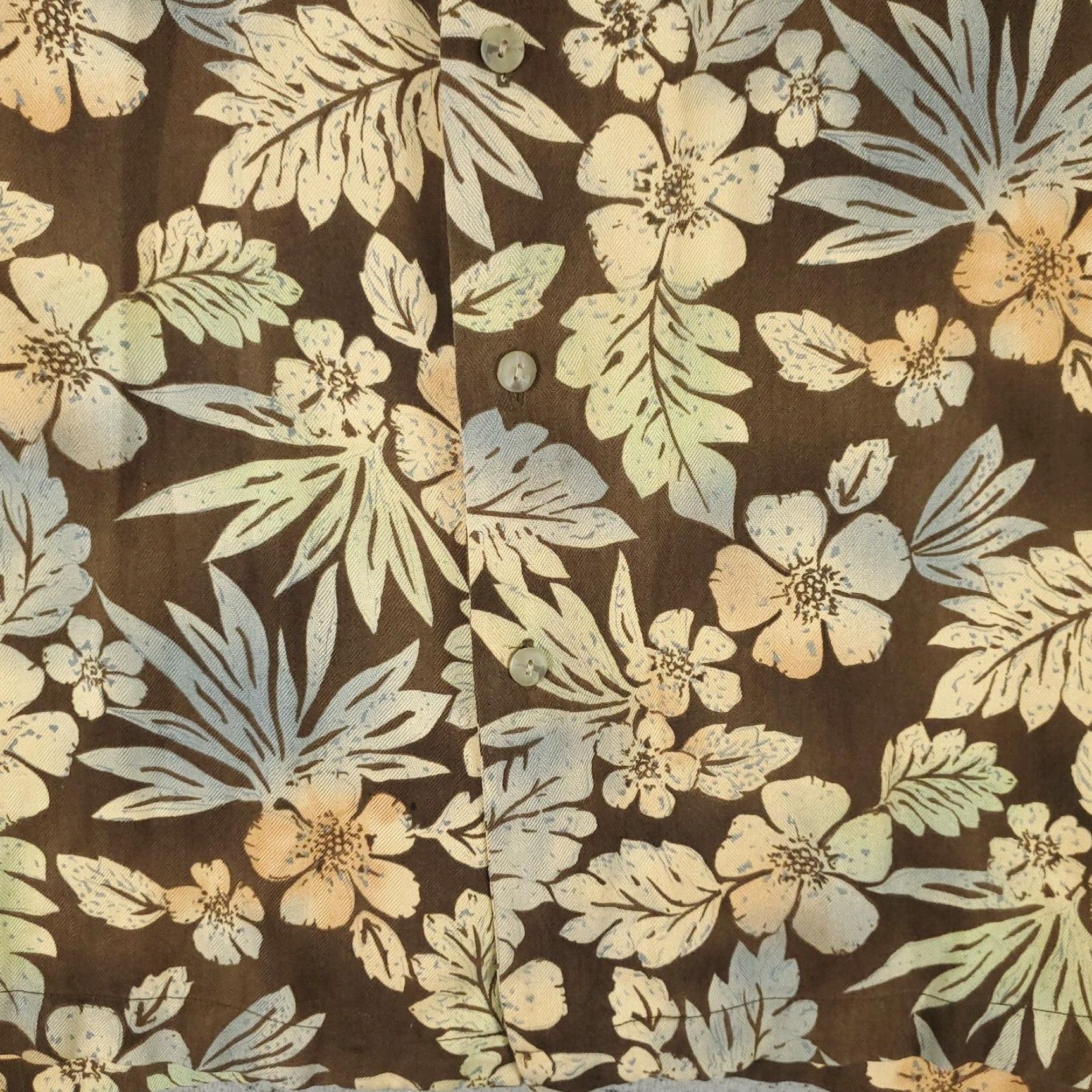 Vintage Burma Bibas Shirt Mens Large Brown Floral Silk Button-Up Short Sleeve Size US L / EU 52-54 / 3 - 3 Thumbnail