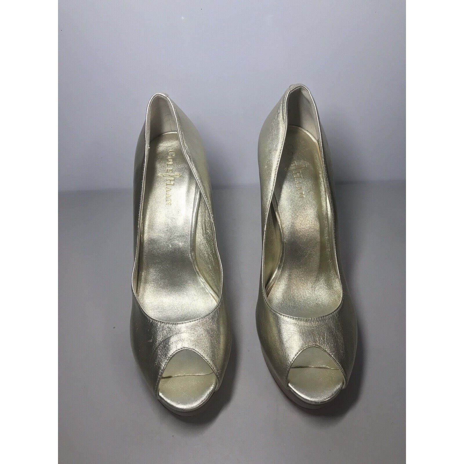 Cole Haan Cole Haan Air Gold Metallic Leather PeepToe Stiletto Heels W Size US 9.5 / IT 39.5 - 18 Thumbnail