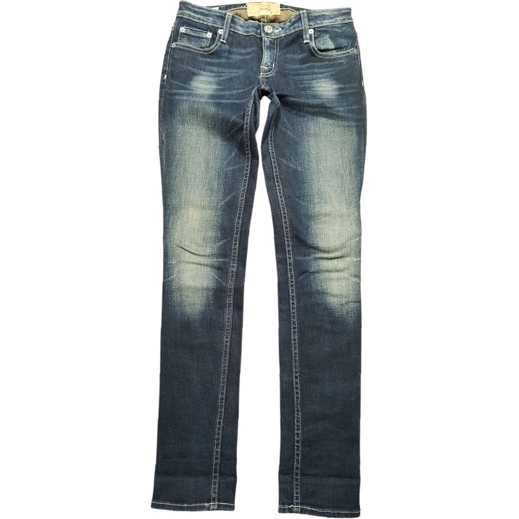 Denime Big Star Jenae Slim Straight Denim Dark Wash Jeans Womens 26 Inseam 31 5-Pocket Blue Cotton Blend Belt Loops Embroidered Studded Slimming Vintage No Size 26" / US 2 / IT 38 - 2 Thumbnail