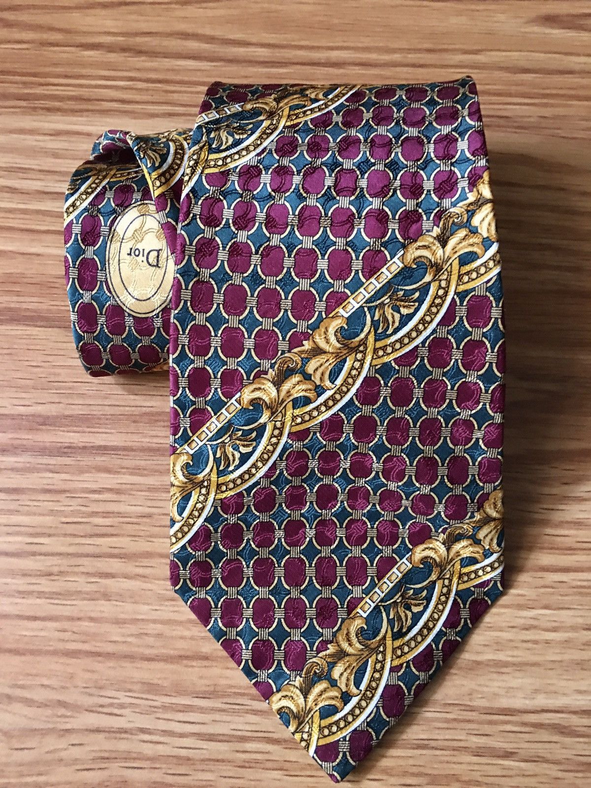 Christian Dior Monsieur × Dior × Vintage Christian Dior Red Vintage Jacquard Silk Mens Neck Tie Size ONE SIZE - 5 Thumbnail