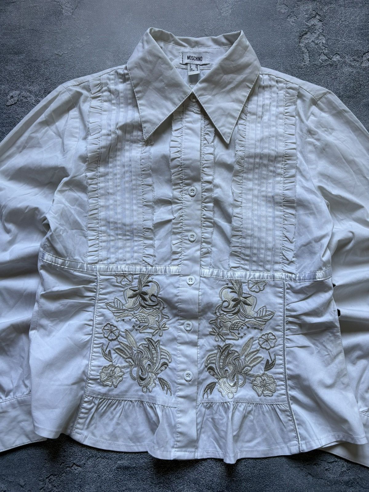 Moschino Vintage Moschino Luxury Embroidered Floral Elegant Blouse Size XS / US 0-2 / IT 36-38 - 4 Thumbnail