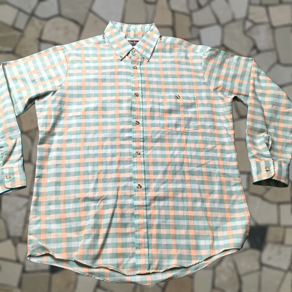 Vintage VINTAGE Par Four Button Up Shirt Long Sleeve Plaid Checkered large green Mens Size US L / EU 52-54 / 3 - 1 Thumbnail