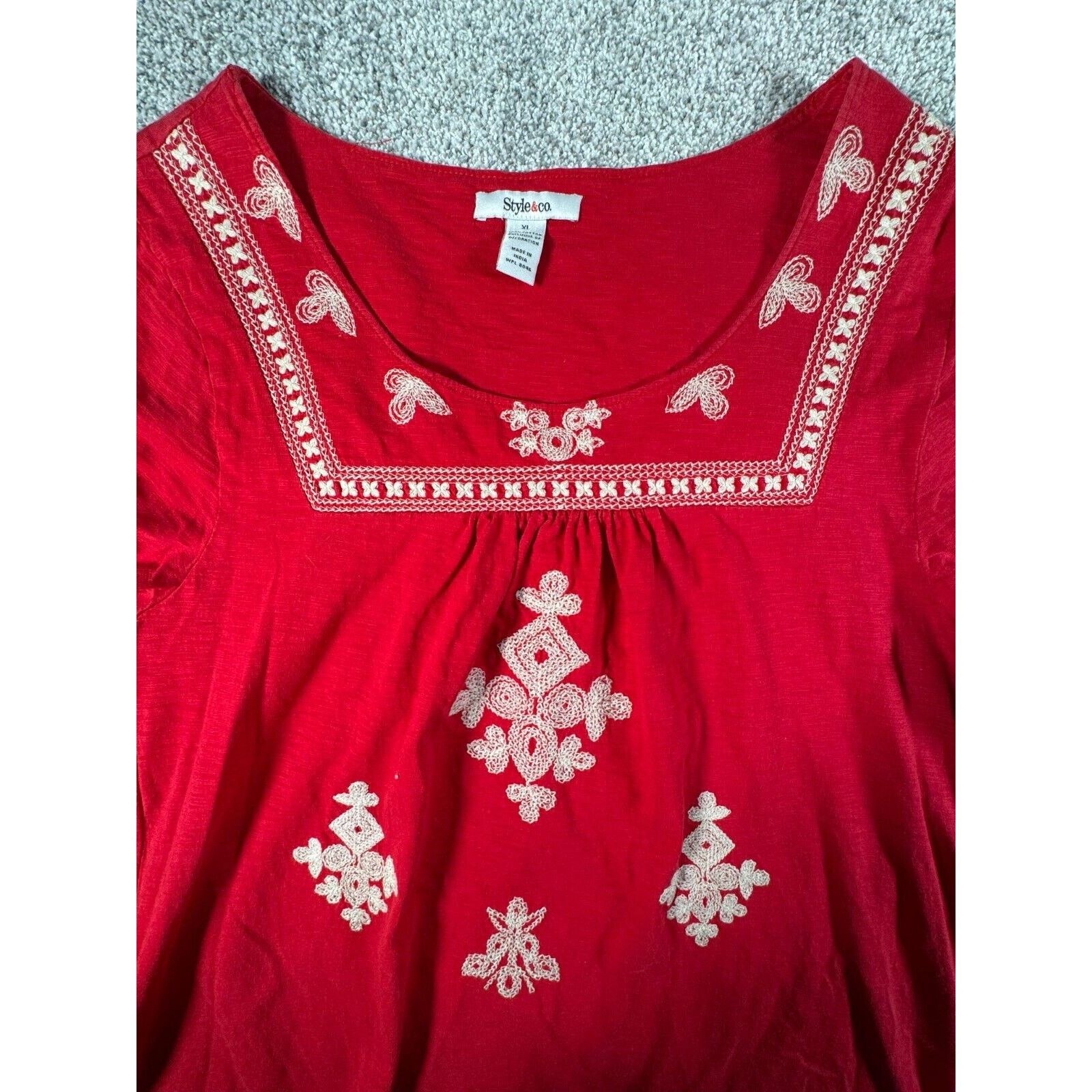 Other Style&Co Top XL Embroidered Cottagecore Peasant Vintage Y2K Size XL / US 12-14 / IT 48-50 - 8 Thumbnail