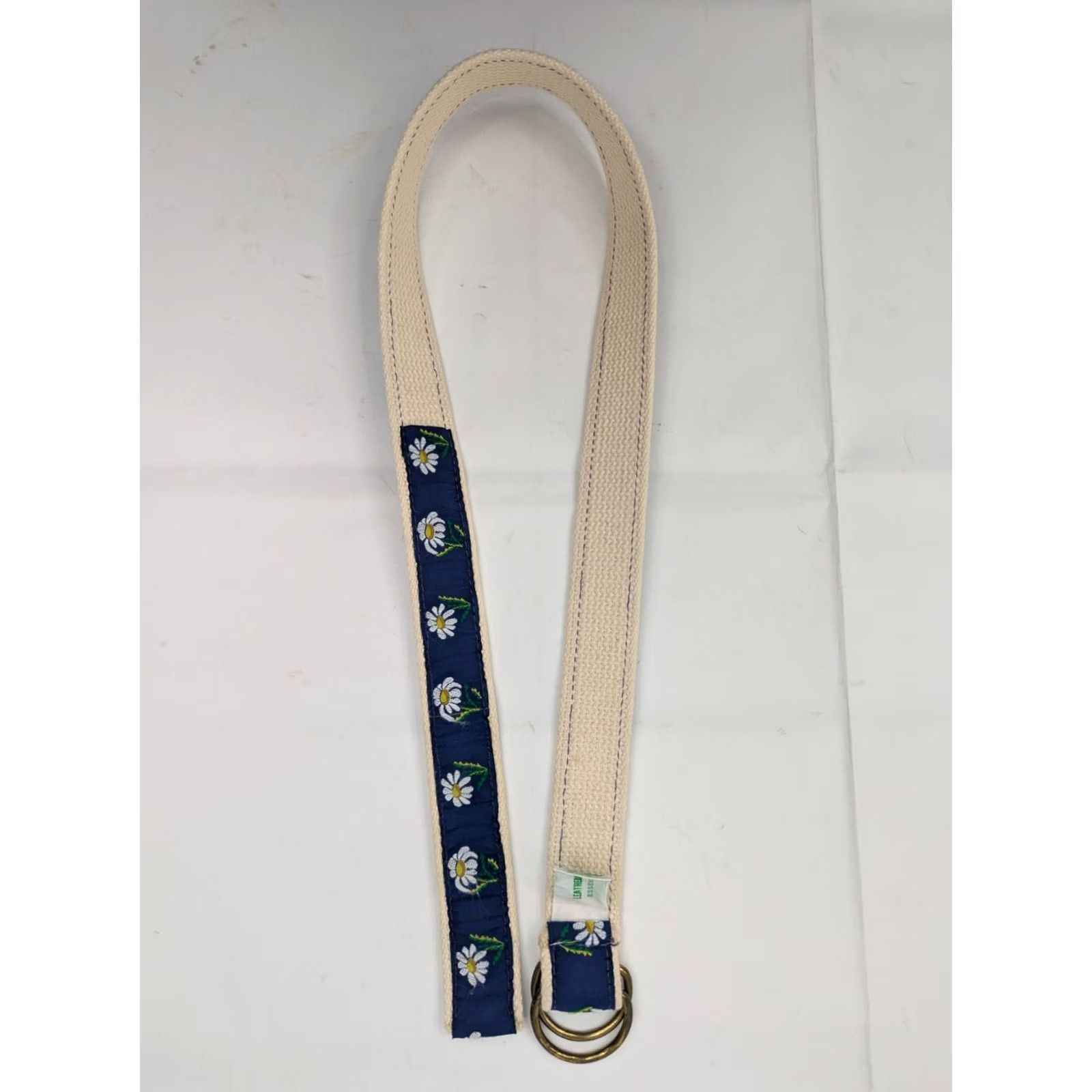 Vintage Leather Man Floral Embroidered Canvas Belt 35" Long Adjustable Buckle Blue Unisex Adults Size 34 - 3 Thumbnail