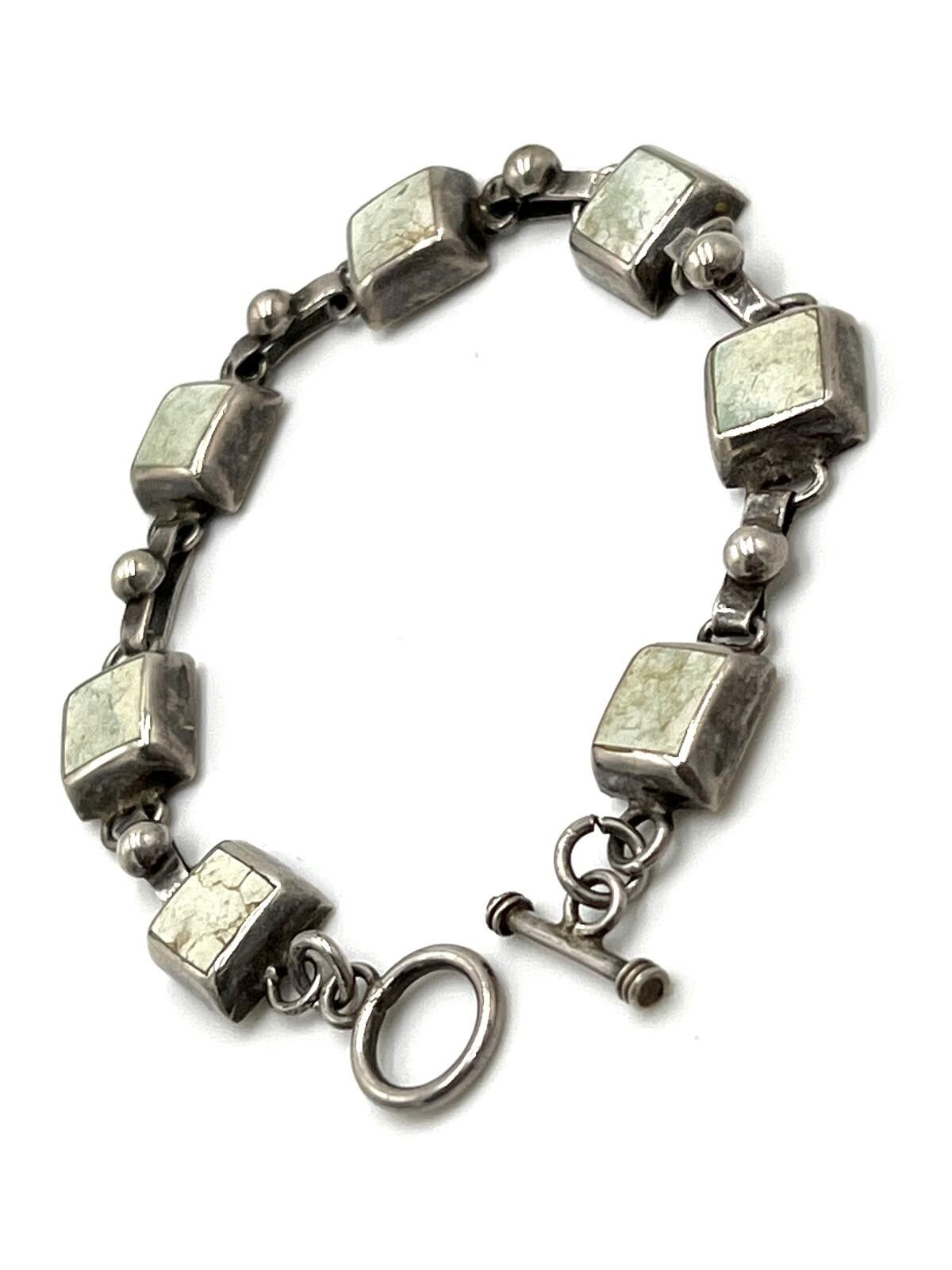 Other Mexico Sterling Silver Magnasite Panel Links Bracelet Size ONE SIZE - 5 Thumbnail