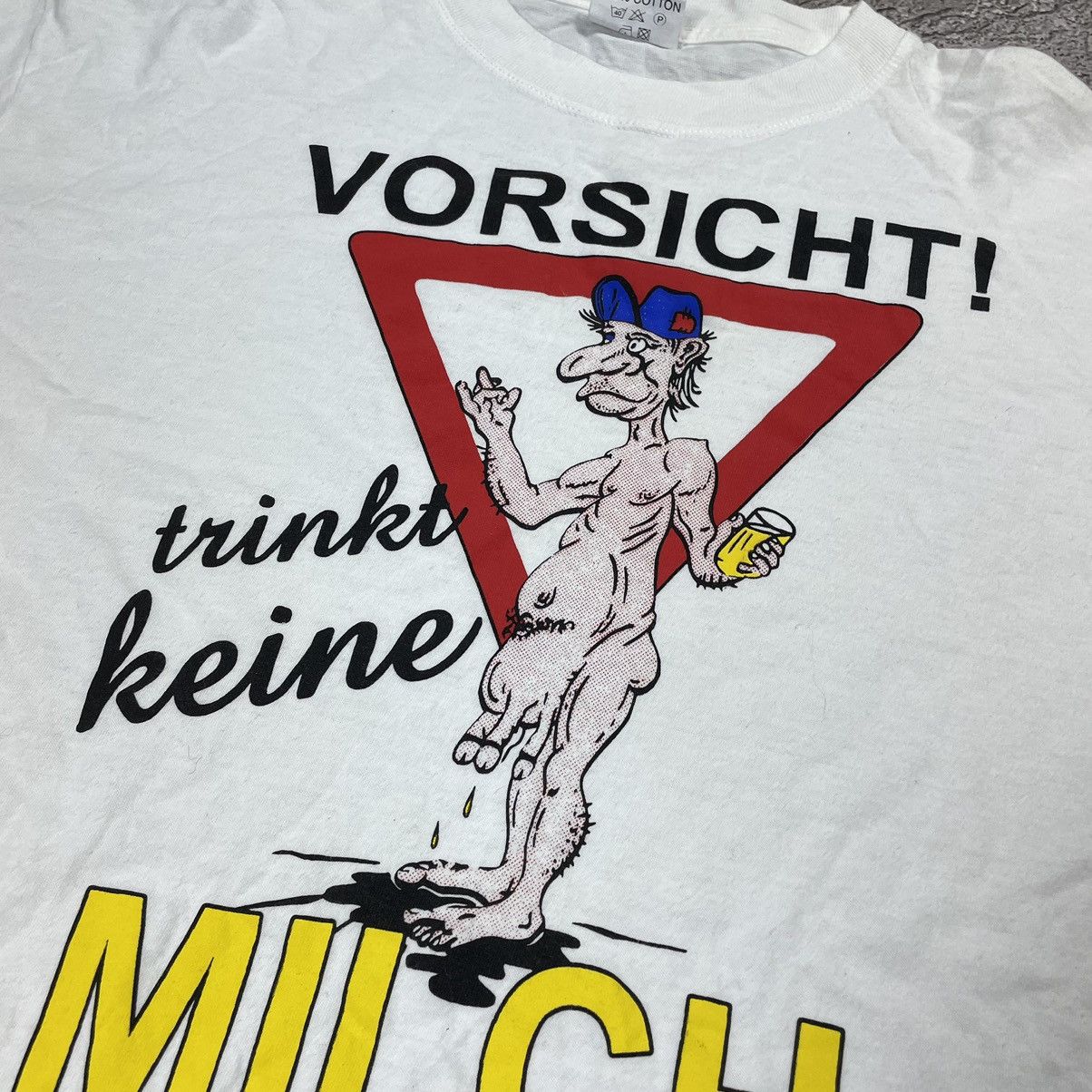 Vintage Vintage 90s Sun Faded Graphic Humor Tee Cream Wide Leg XL Size US XL / EU 56 / 4 - 5 Thumbnail