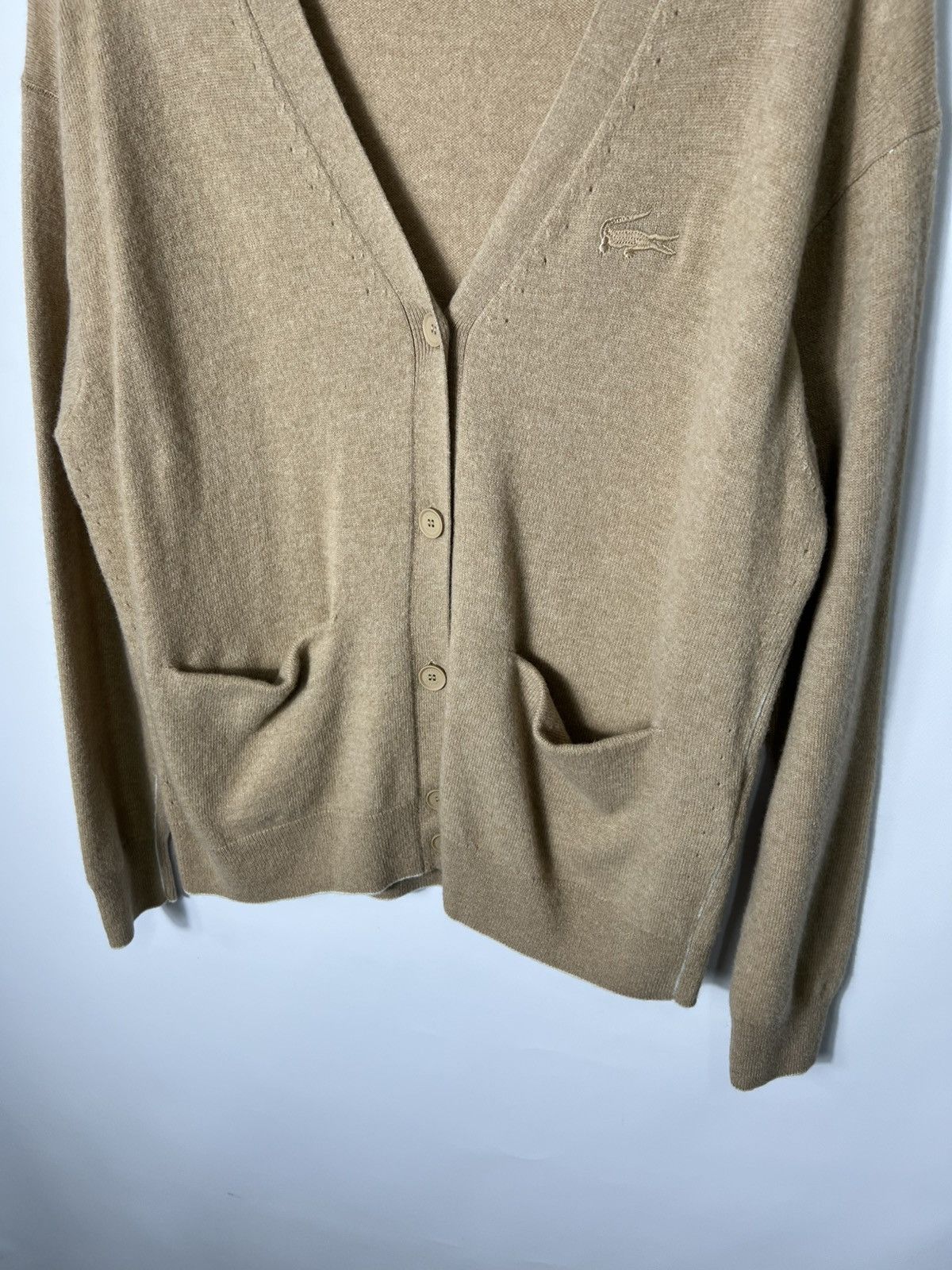 Lacoste Vintage streetwear designer Lacoste Beige Cardigan Size S / US 4 / IT 40 - 3 Thumbnail