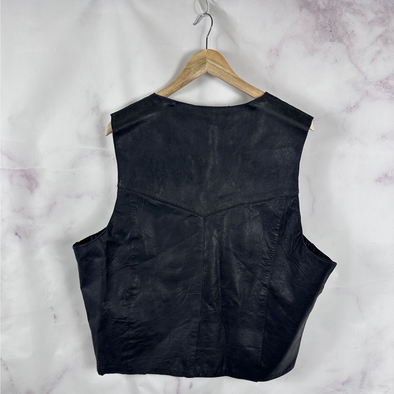 Vintage Vintage Black Leather Biker Vest Size US XXL / EU 58 / 5 - 5 Thumbnail