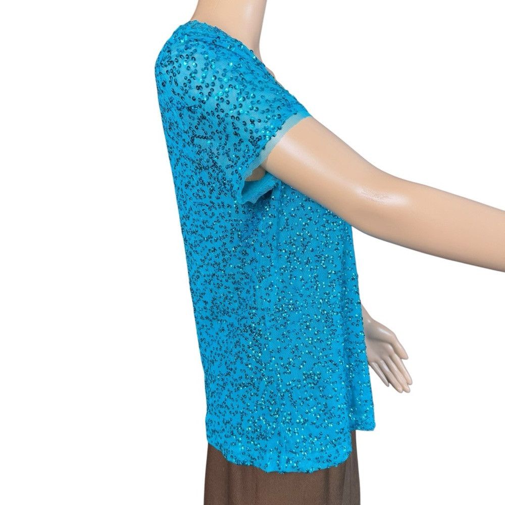 Chicos NWT New $79 Chico's Sasha Sequin Teal Tee Size 1 US M Size M / US 6-8 / IT 42-44 - 3 Thumbnail