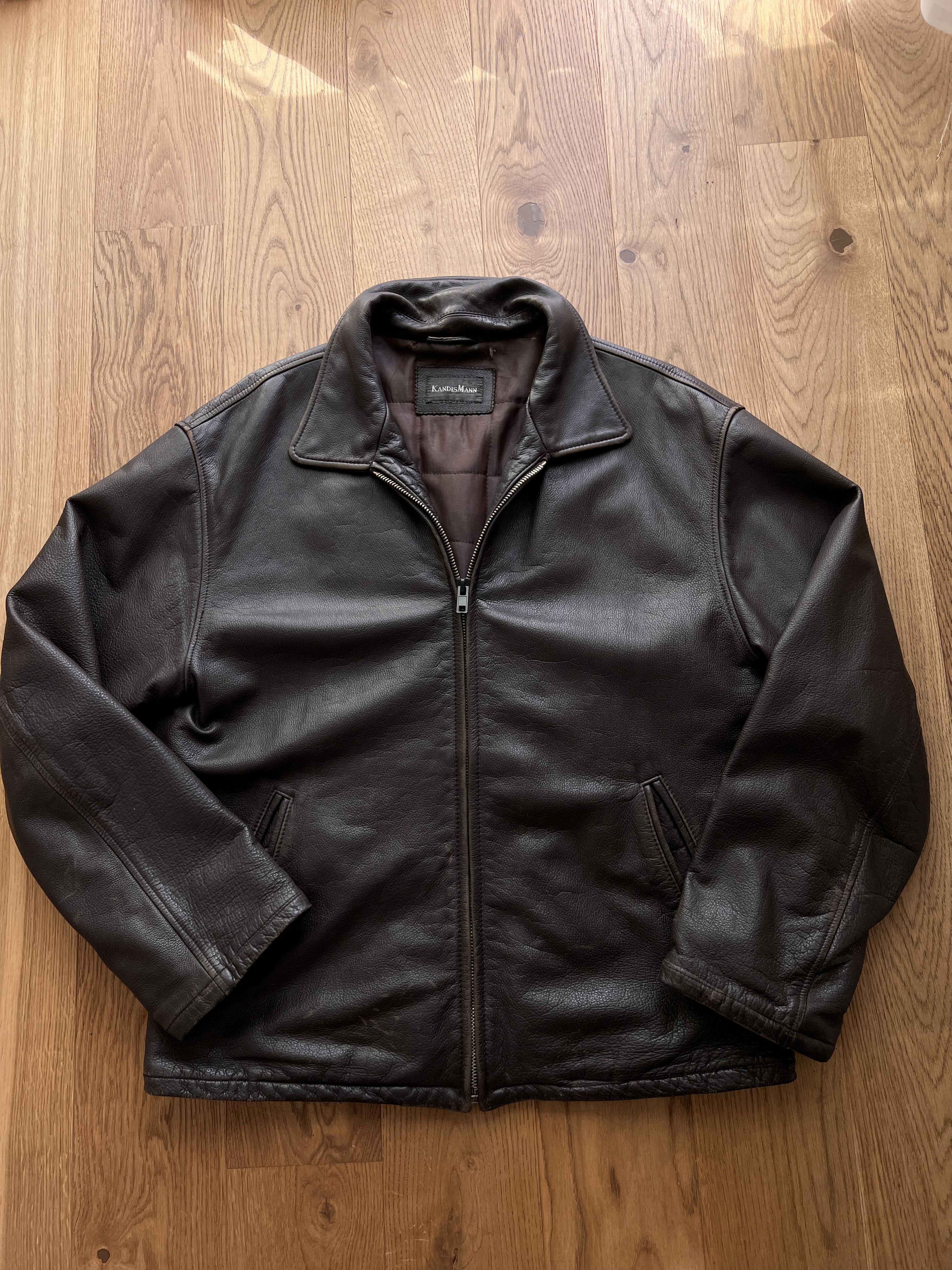 Genuine Leather Crazy fit! Vintage 90s brown leather jacket baggy