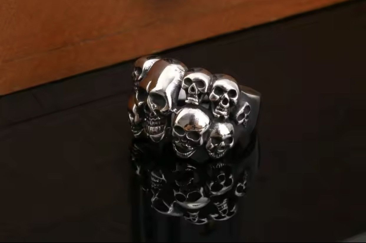 Jewelry × Vintage Multiple Skeleton Skull Man Rings Grunge Rock Ghost Size ONE SIZE - 4 Thumbnail
