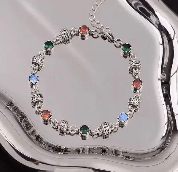 VIBE Colorful Crystal 925 Sterling Silver Female Bracelet Size ONE SIZE - 5 Thumbnail