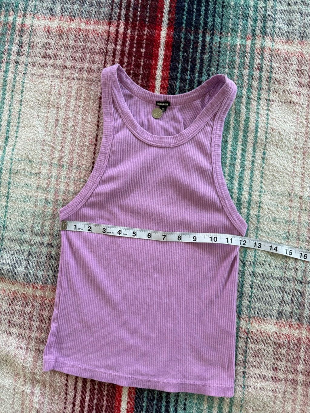 MONROW Women's MONROW Purple Ribbed Tank Top XS Size XS / US 0-2 / IT 36-38 - 5 Thumbnail