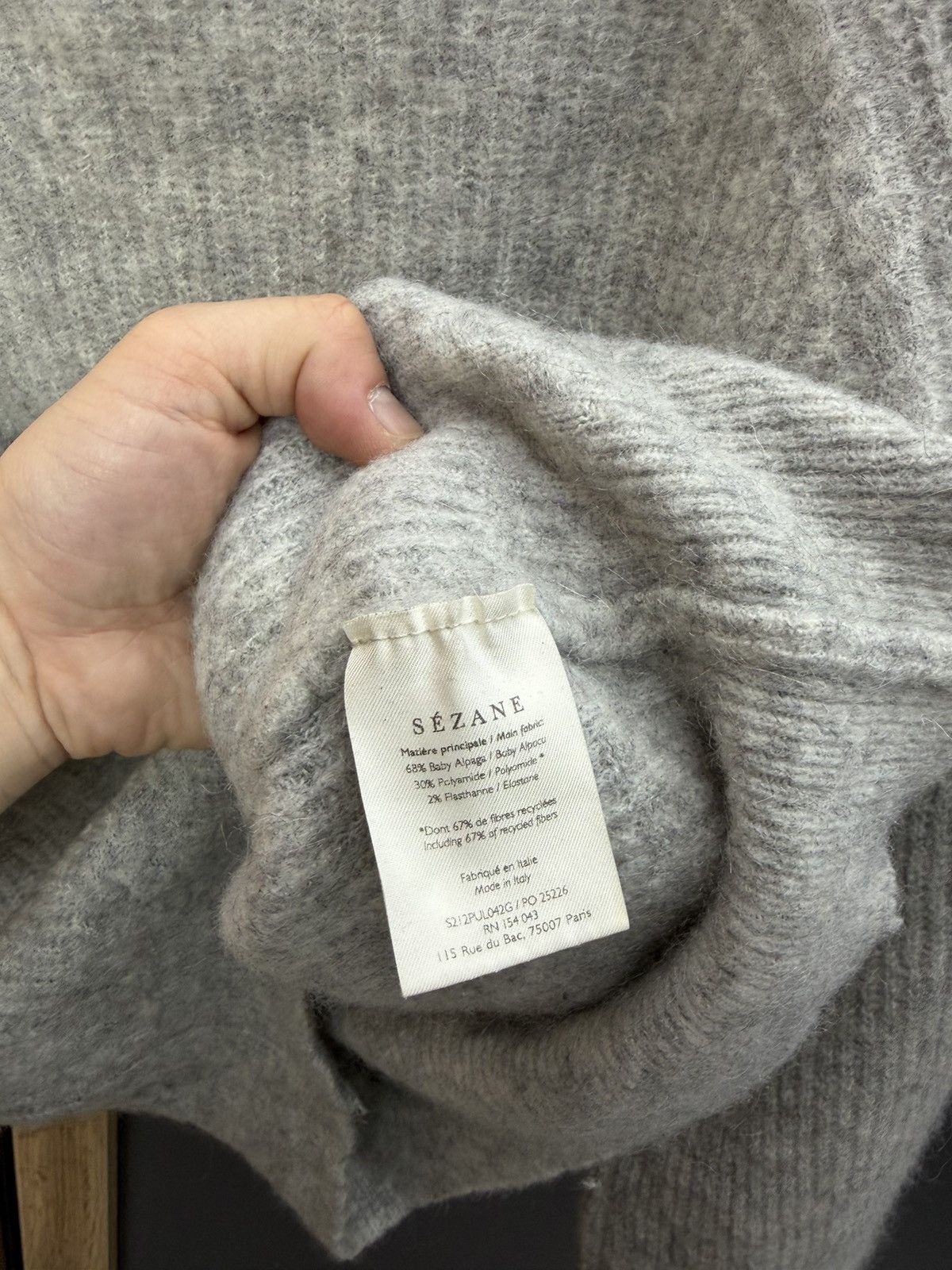 Sezane Sezane La Maille Grey Baby Alpaca Blend Sweater Womens XS Size XS / US 0-2 / IT 36-38 - 10 Thumbnail