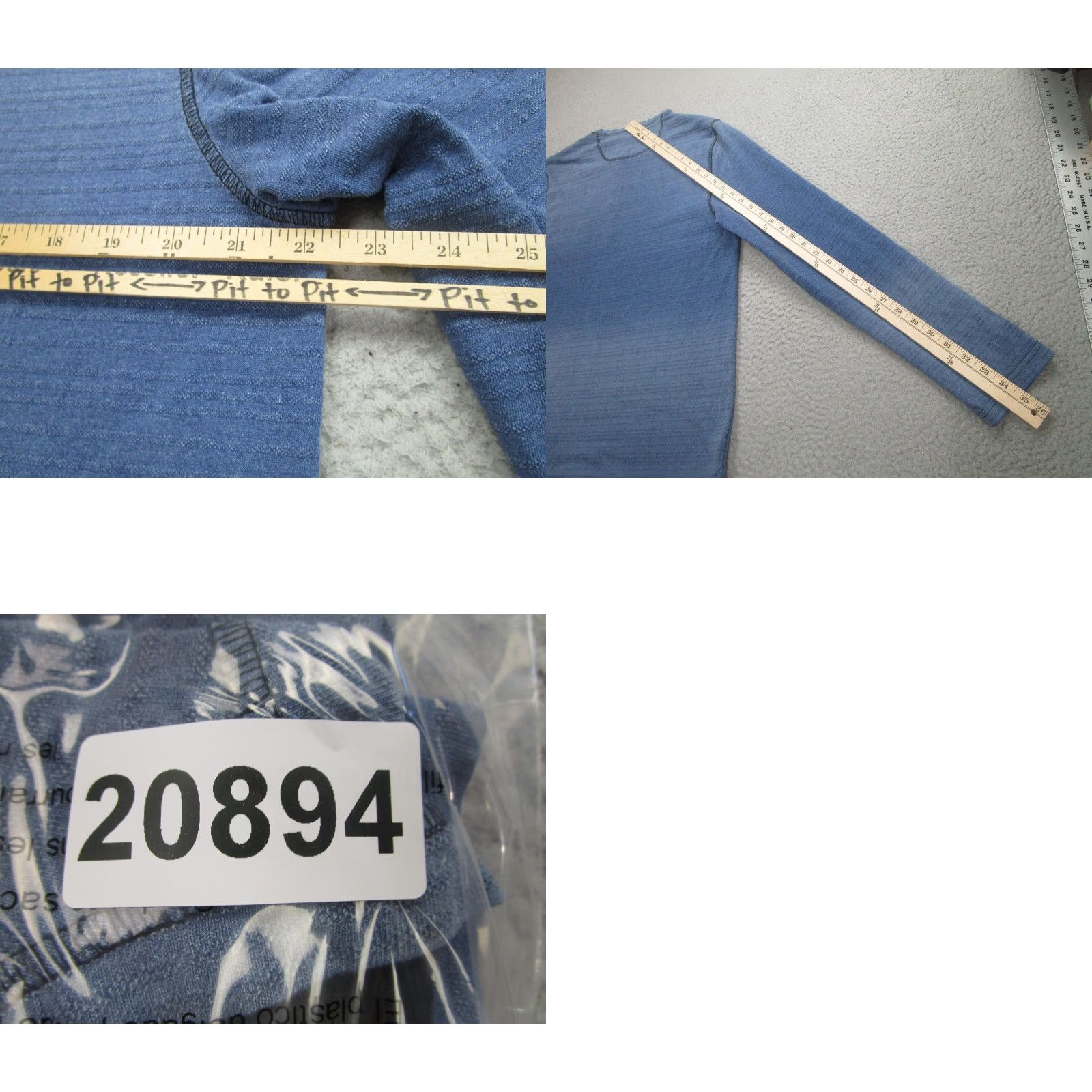 Carbon2Cobalt CARBON2COBALT Men's Large Blue Ombre Gradient Henley Long Sleeve Pocket Shirt Size US L / EU 52-54 / 3 - 8 Thumbnail