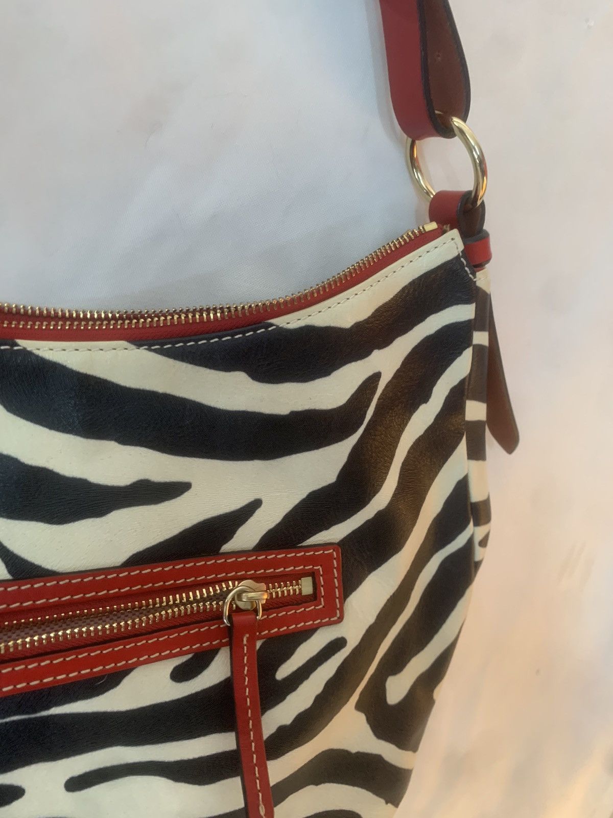 Dooney & Bourke Dooney & Bourke Zebra Print Satchel • Red Leather Trim • Mob Size ONE SIZE - 6 Thumbnail