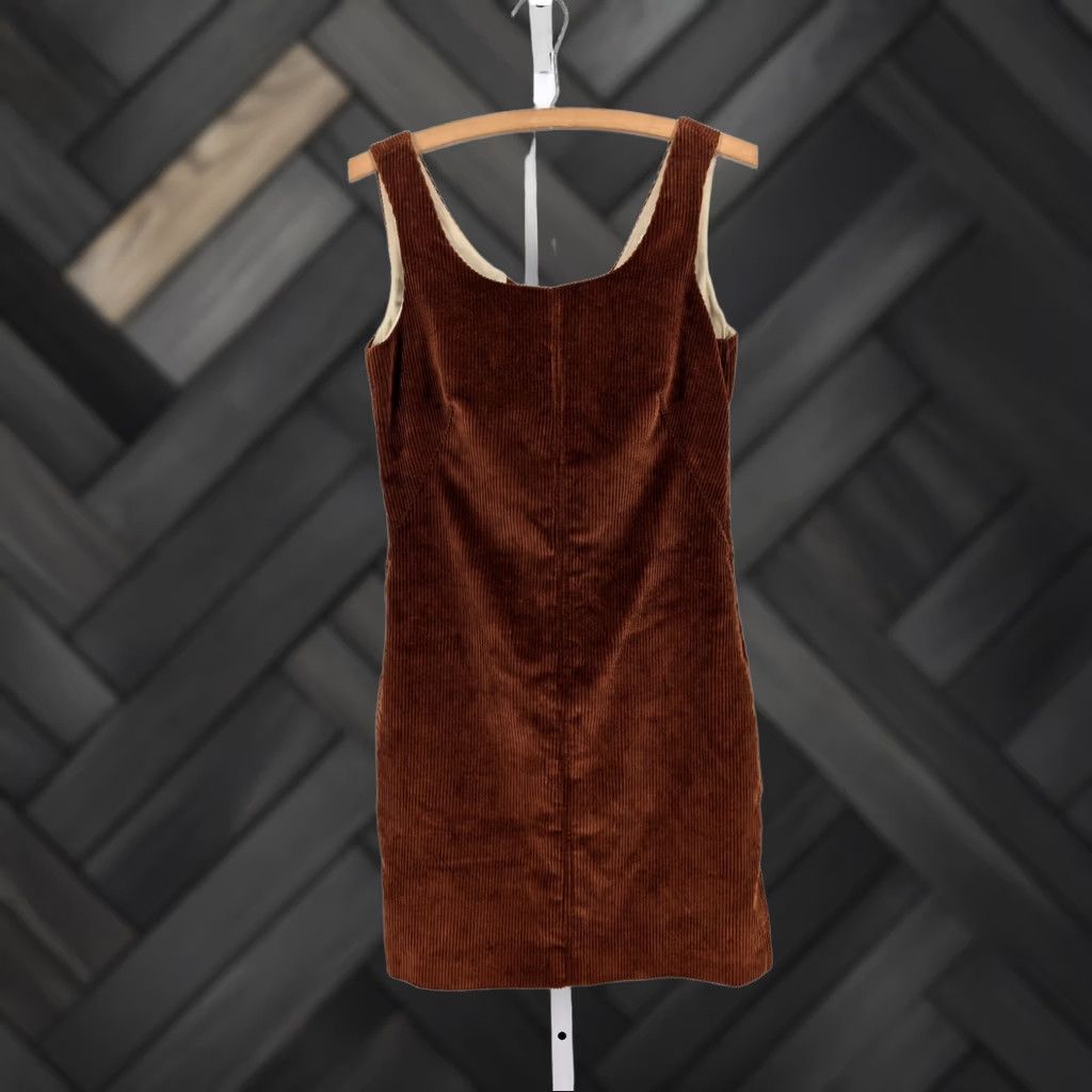 Vintage Lorod NYC Brown Corduroy D Ring Back Strap Dress Womens Pencil Knee Length Sleeveless Zip 0 Regular gBBri t9a Size XS / US 0-2 / IT 36-38 - 1 Thumbnail