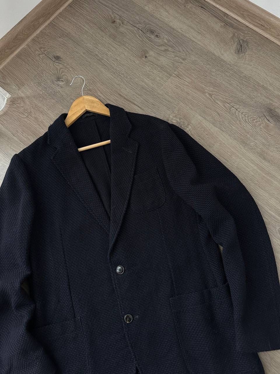 Armani Collezioni × Vintage Vintage Armani Collezioni Blue Jacquard Blazer Jacket Size 52R - 11 Thumbnail