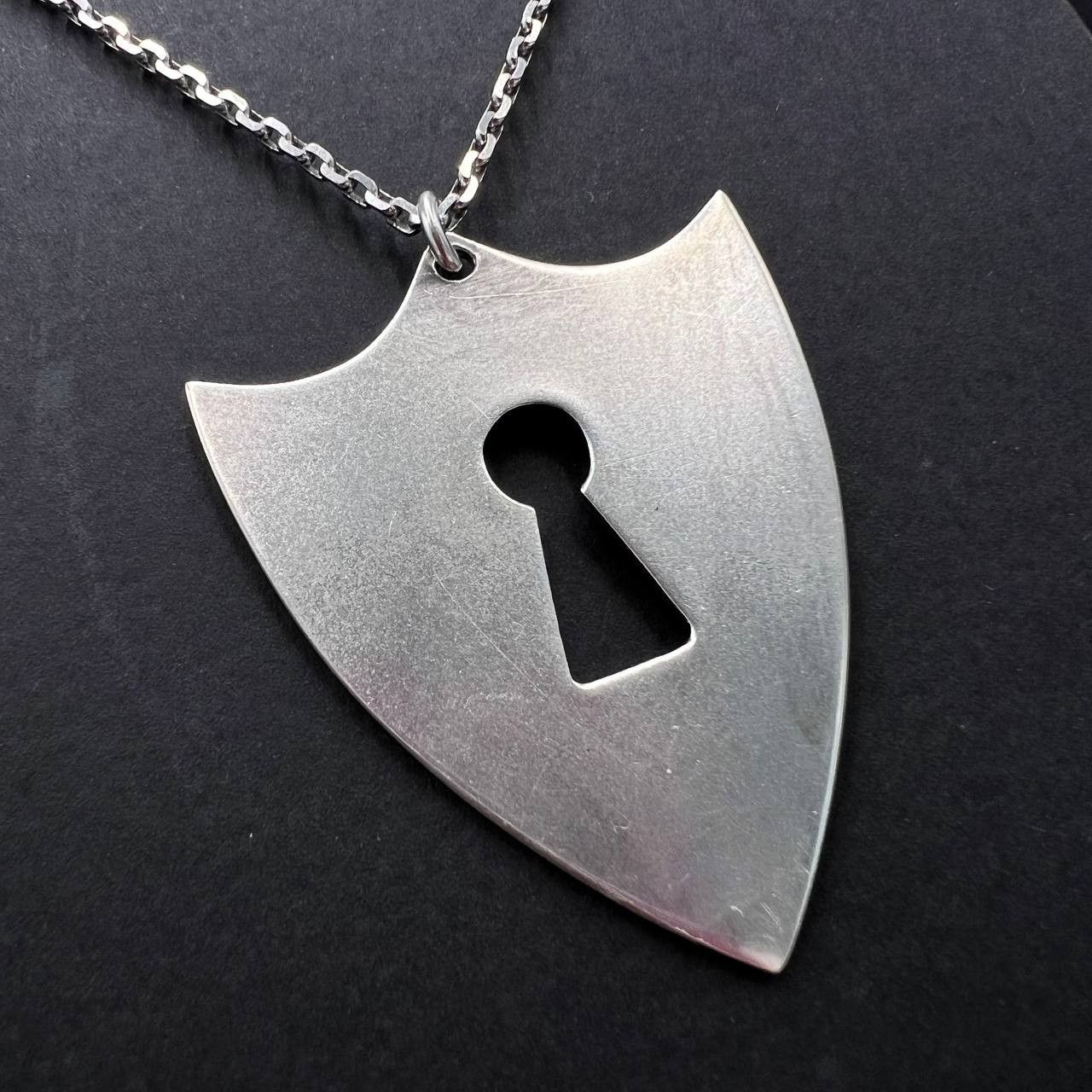 Sterling Silver Vintage Silver 925 Shield Necklace Pampaloni Italy 27.9g Size ONE SIZE - 3 Thumbnail
