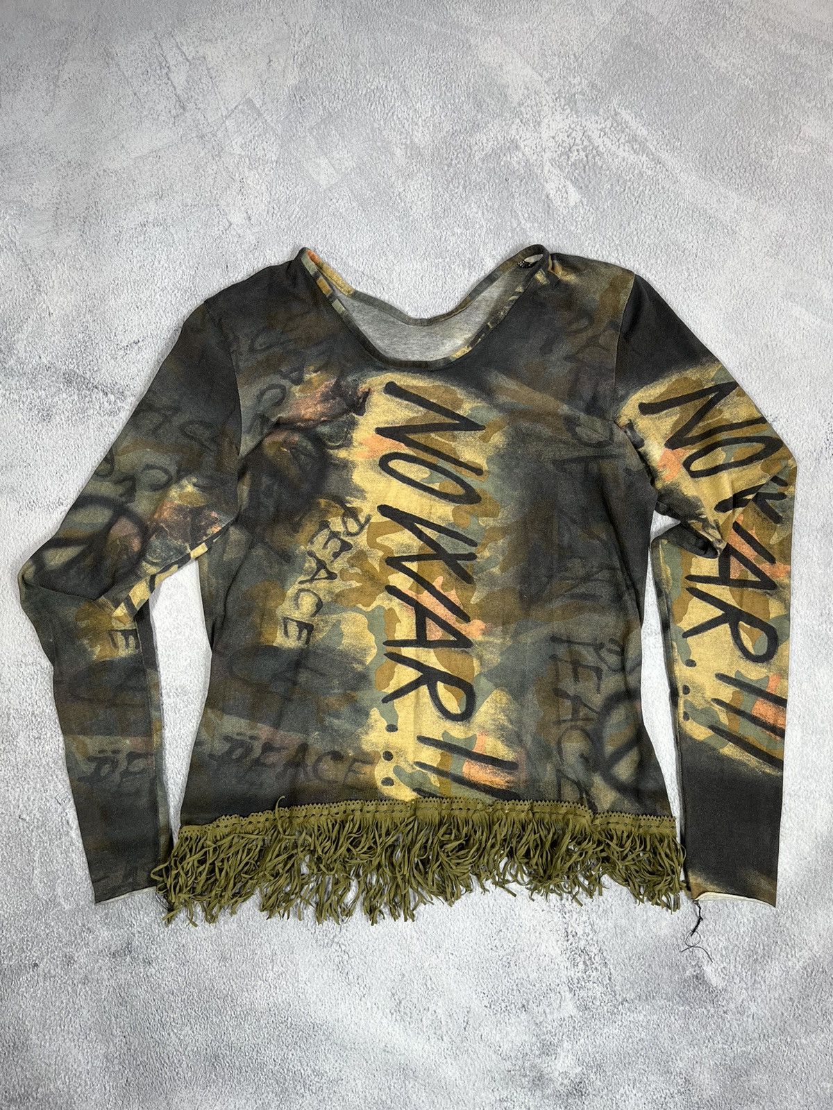 Vintage Vintage Y2K Japanese No War long sleeve blouse tee Size L / US 10 / IT 46 - 2 Thumbnail