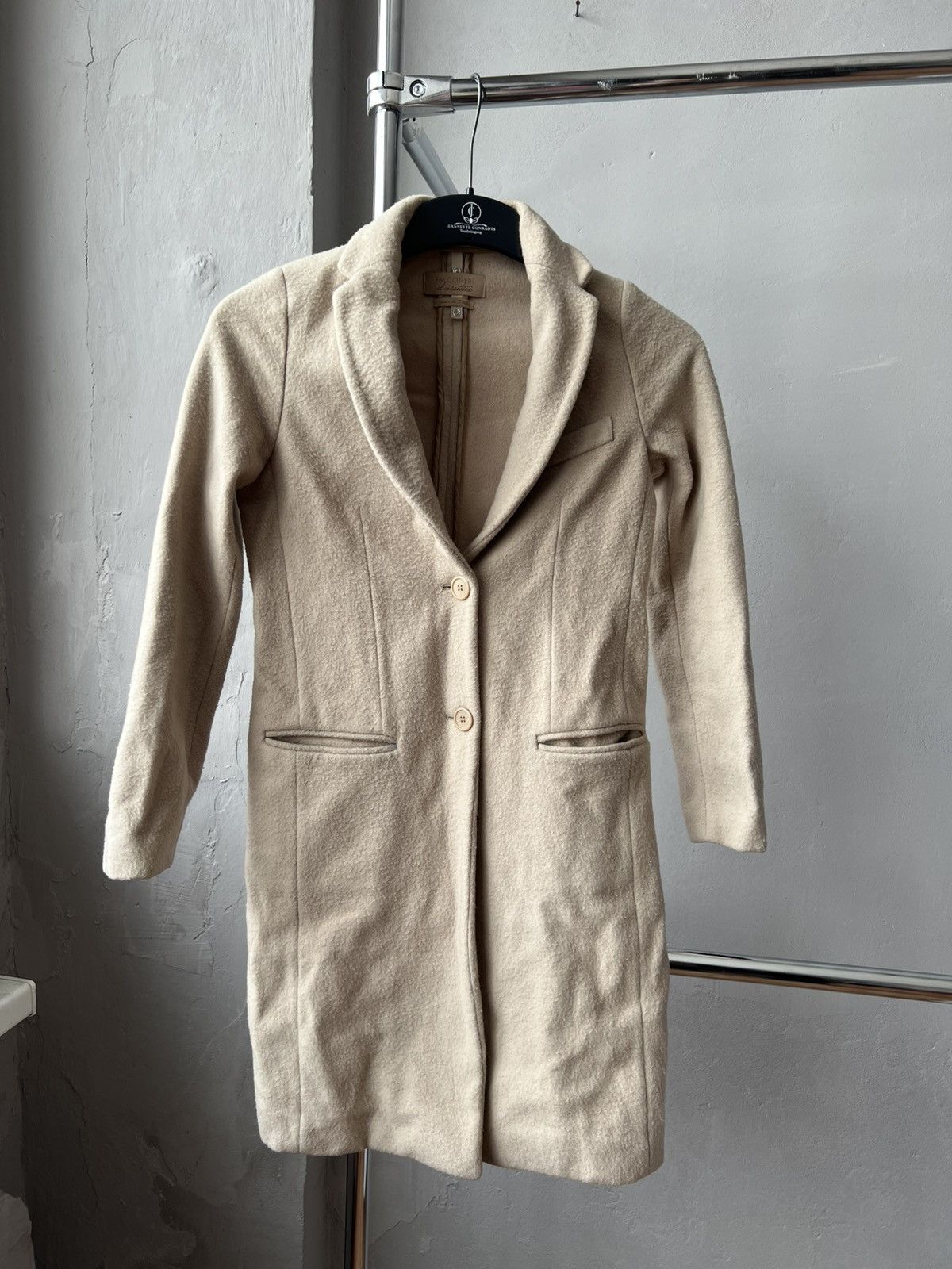 Falcone FALCONERI MADE IN ITALY CREAM WOMEN WOOL LUXURY COAT SIZE XS Size XS / US 0-2 / IT 36-38 - 3 Thumbnail