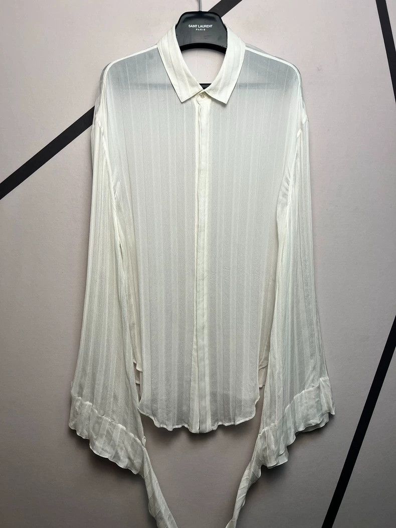 Saint Laurent Paris White Lace Cuff Silk Shirt by Saint Laurent-dmc Size US M / EU 48-50 / 2 - 1 Thumbnail