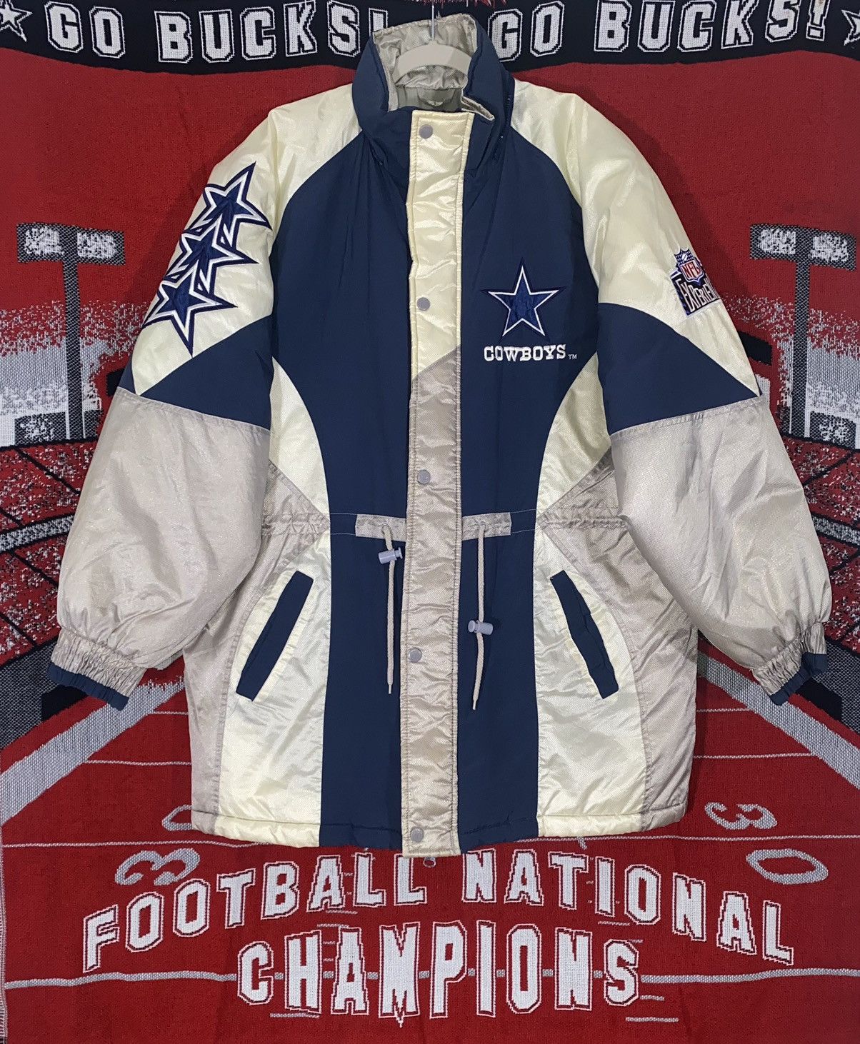 image of VTG 90's Nfl Dallas Cowboys Proplayer Puffer Jacket in Navy, Men's (Size Medium)