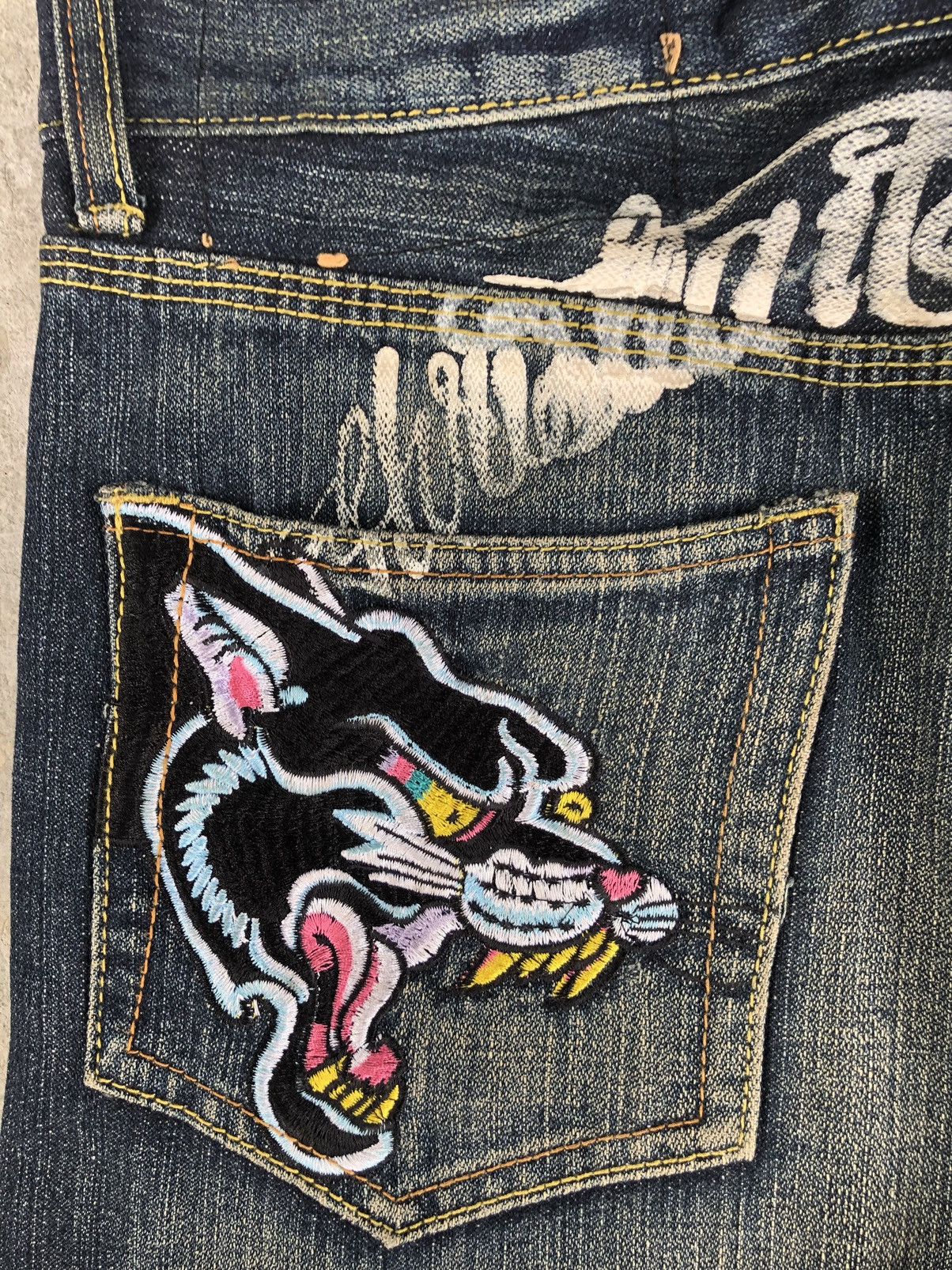 Christian Audigier Ed Hardy Embroidered Jeans Distressed Jeans Size US 32 / EU 48 - 13 Thumbnail