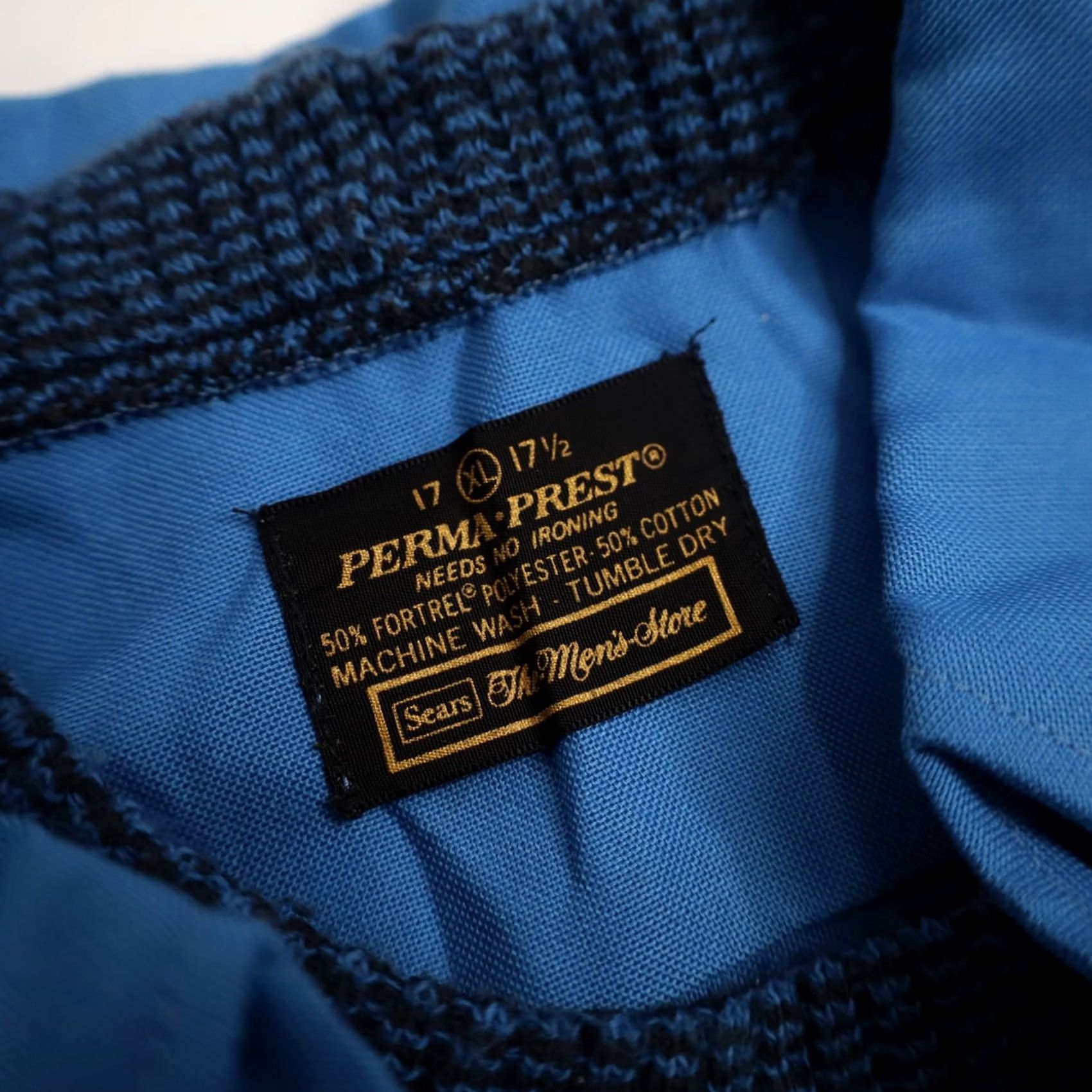 Sears VINTAGE Sears Perma Prest Mens XL Pullover Shirt Blue Size US XL / EU 56 / 4 - 7 Thumbnail