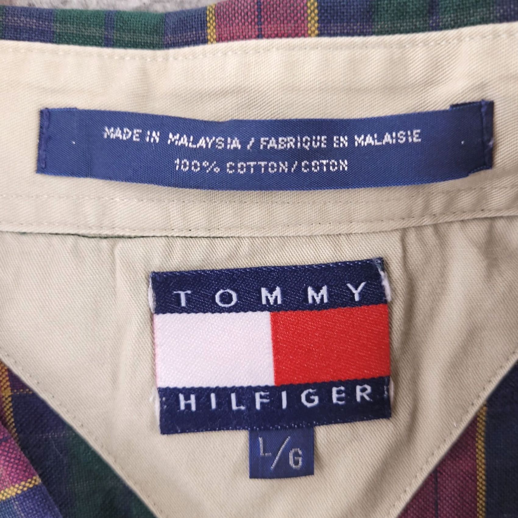 Tommy Hilfiger VINTAGE Tommy Hilfiger Shirt Mens Large Plaid Flannel Retro Long Sleeve Button-Up Size US L / EU 52-54 / 3 - 3 Thumbnail