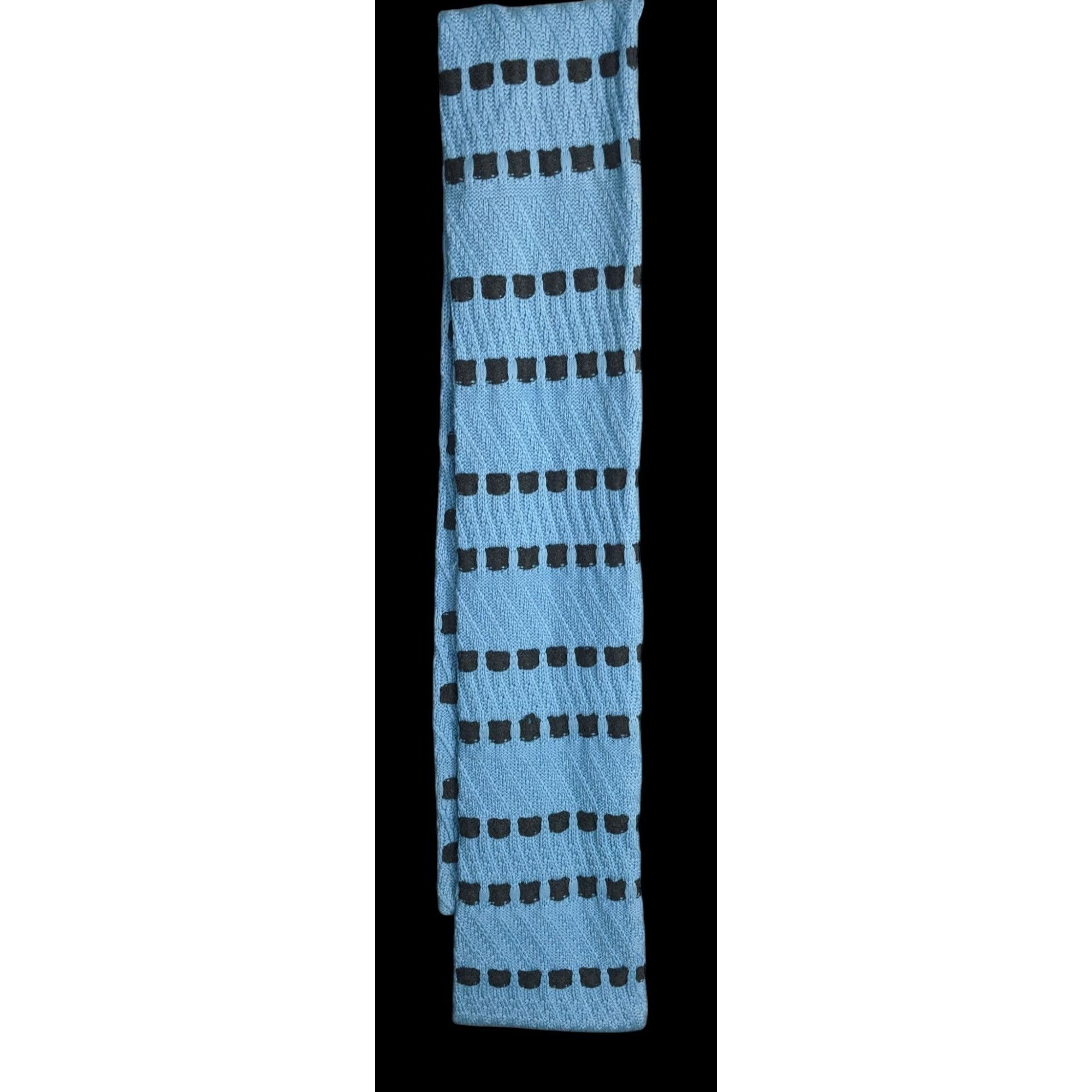 St. John St. John Sport By Marie Gray Blue Knit Scarf With Black Squa Size ONE SIZE - 2 Thumbnail