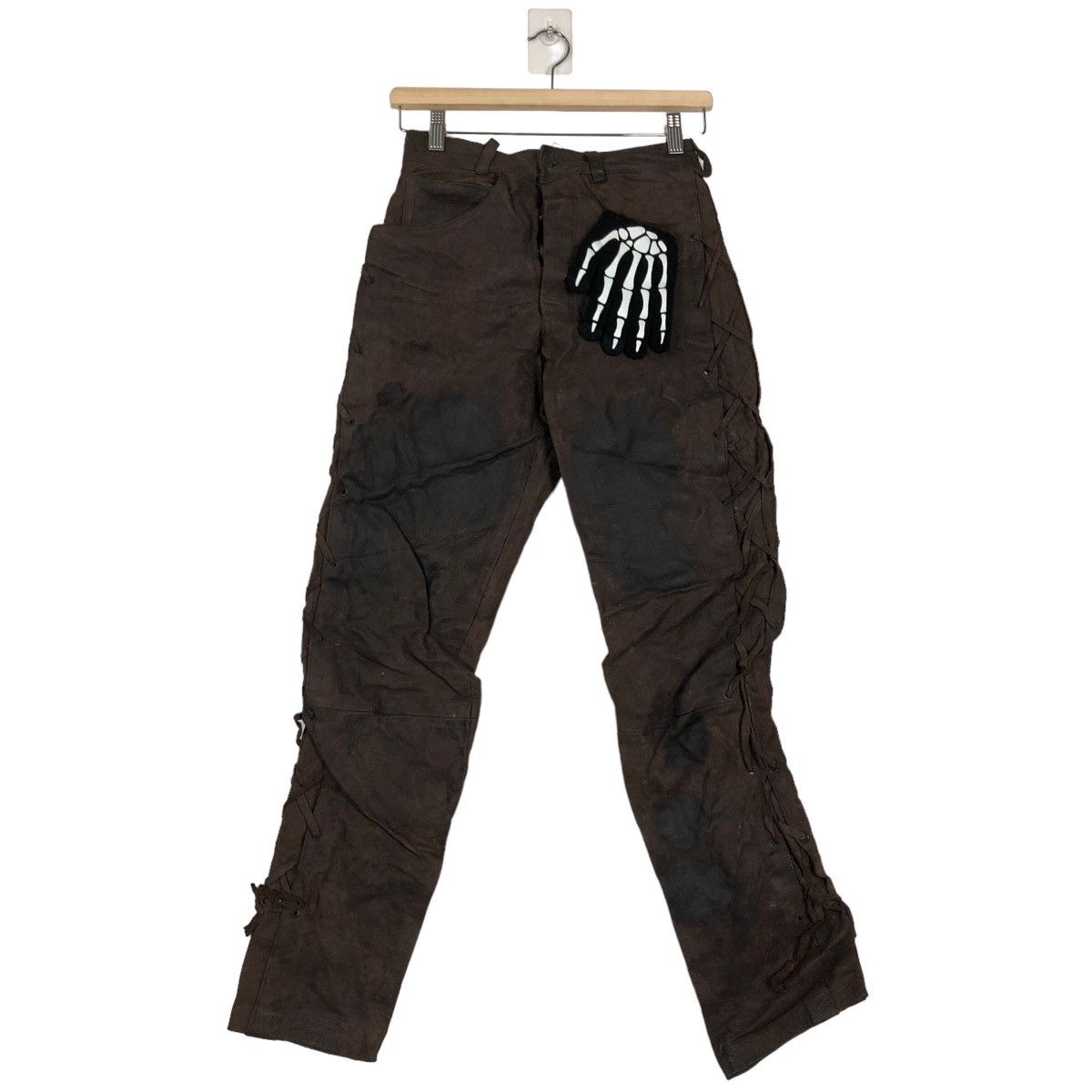 Genuine Leather 🔥Rare Bondage Parachute Biker Genuine Leather Pants Japan Size US 26 / EU 42 - 2 Thumbnail