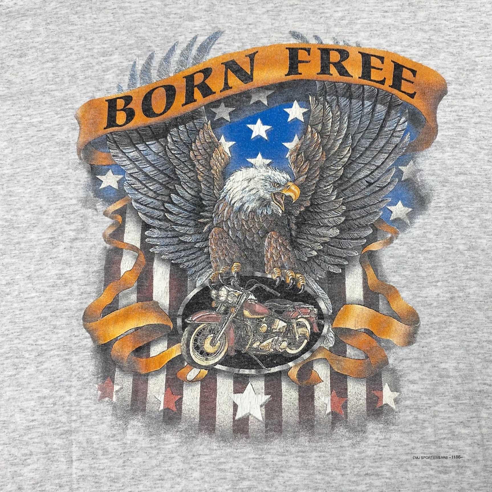 Born VINTAGE CMJ 90s Motorcycle Eagle Graphic Tee Shirt Adult XL Gray Mens Size US XL / EU 56 / 4 - 2 Thumbnail