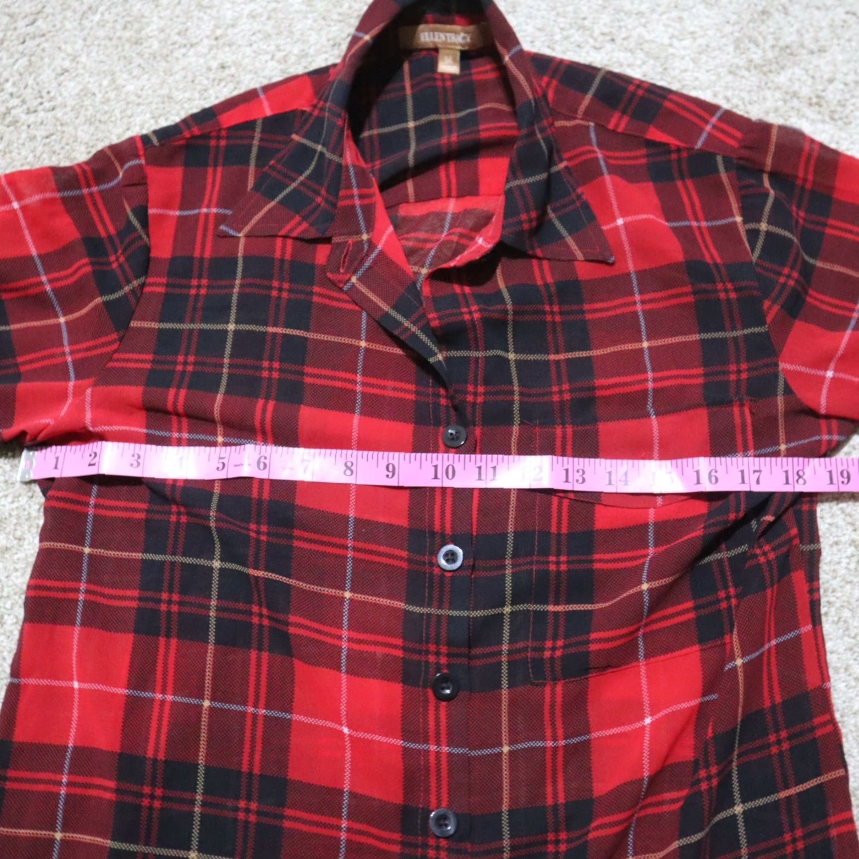 Ellen Tracy Ellen Tracy Red Plaid Sheer Button Down Women's Size M Medium Size M / US 6-8 / IT 42-44 - 6 Thumbnail
