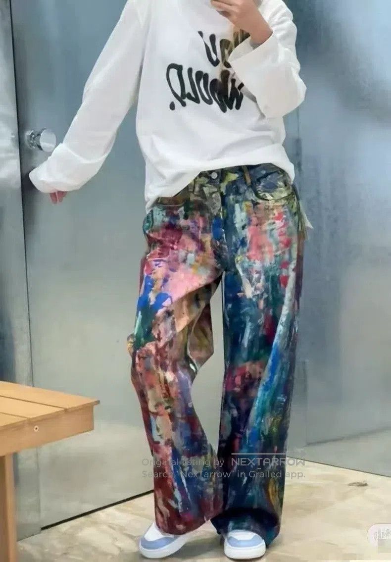 Acne Studios Acne Studios Wide-Leg Graffiti Denim Pants Size US 34 / EU 50 - 8 Thumbnail