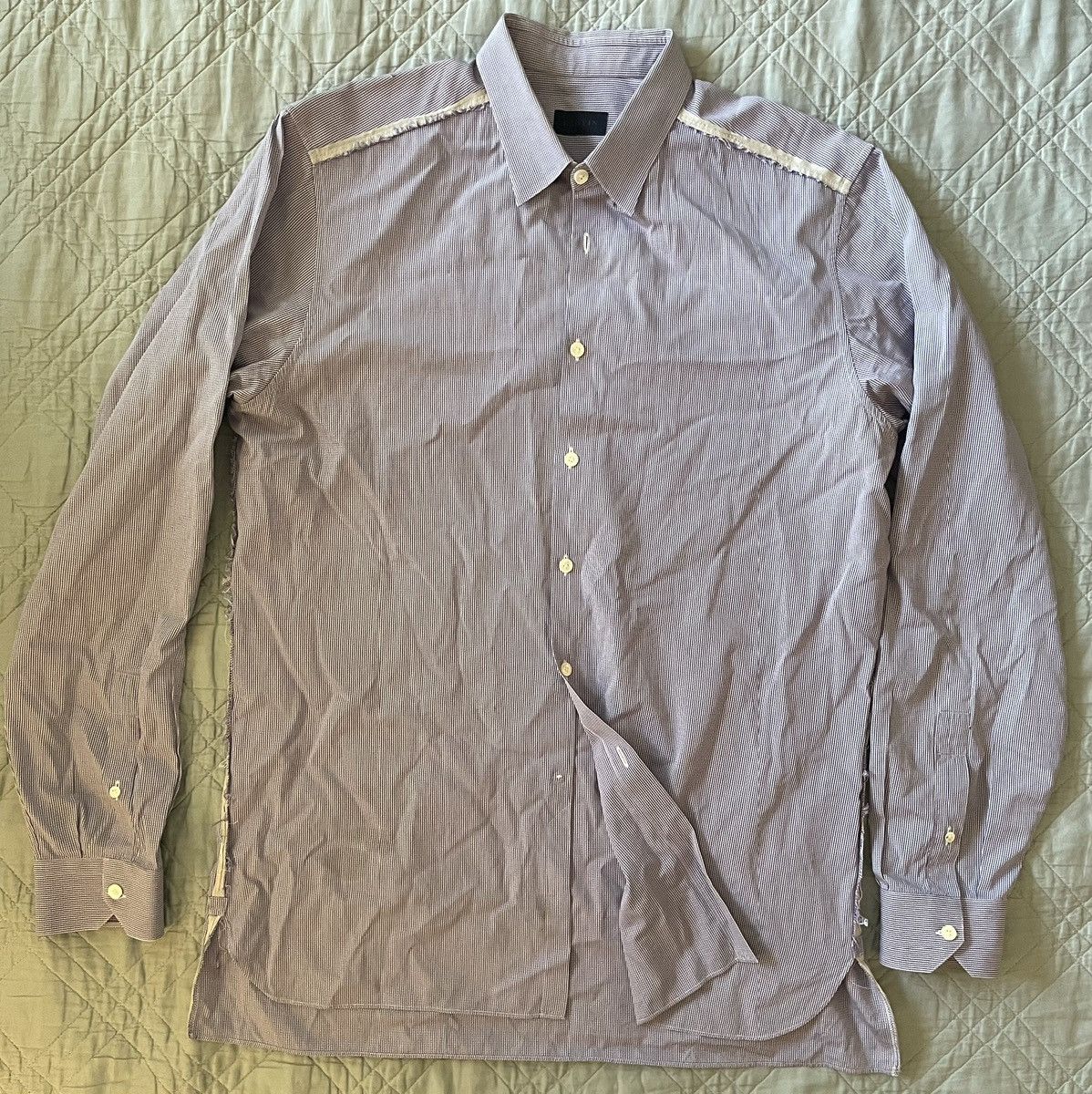 Lanvin Micro Check Shirt with Raw Seam Detail Size US L / EU 52-54 / 3 - 2 Thumbnail