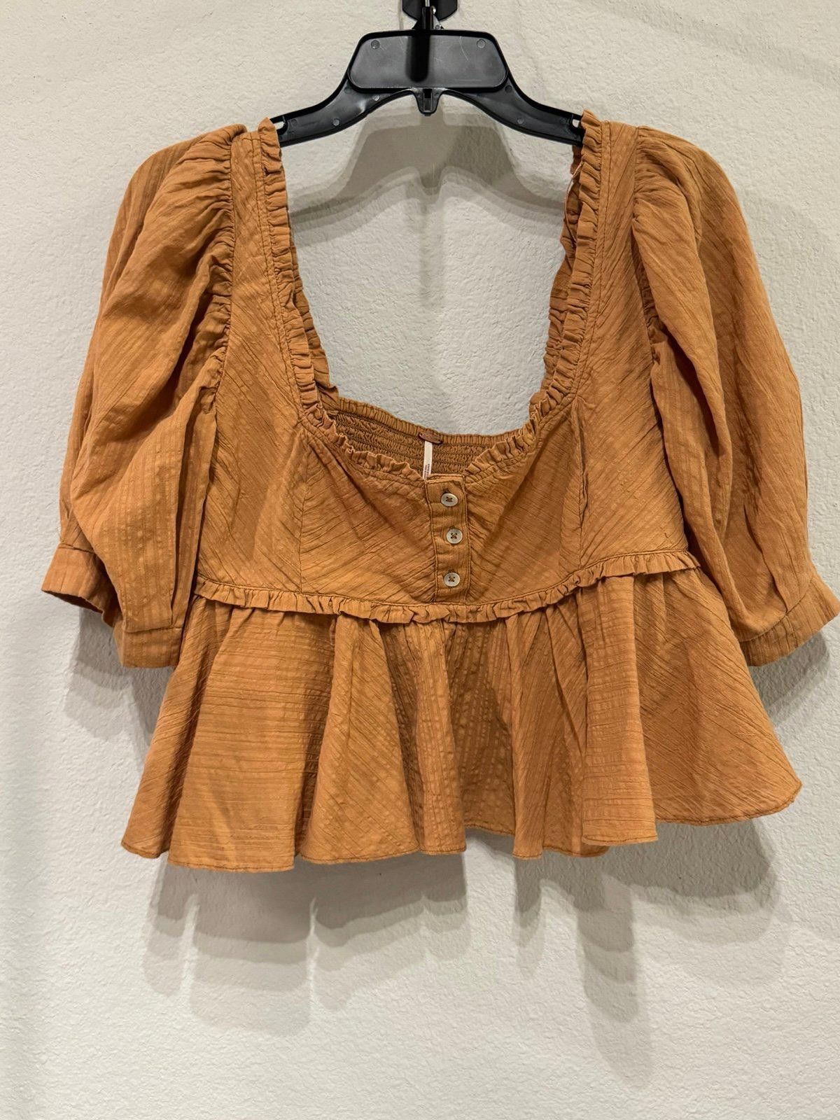 Free People Free People Boho Ruffled Crop Top - Rust Orange Size S / US 4 / IT 40 - 1 Thumbnail