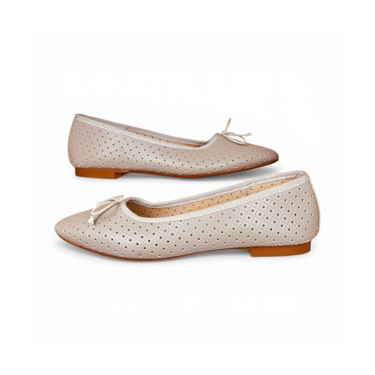 Other Emerald Taupe Greige Leather Ballet Flats Almond Toe EU 40 Size US 10 / IT 40 - 7 Thumbnail