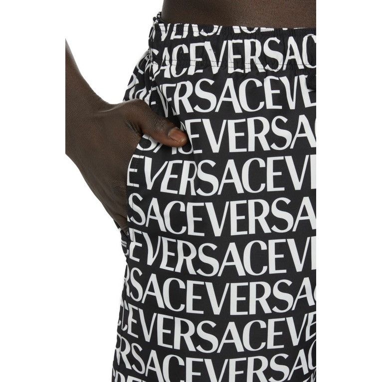Versace Versace Logo Printed Drawstring Swim Shorts Trunks Black IT6 Size US 36 / EU 52 - 7 Thumbnail