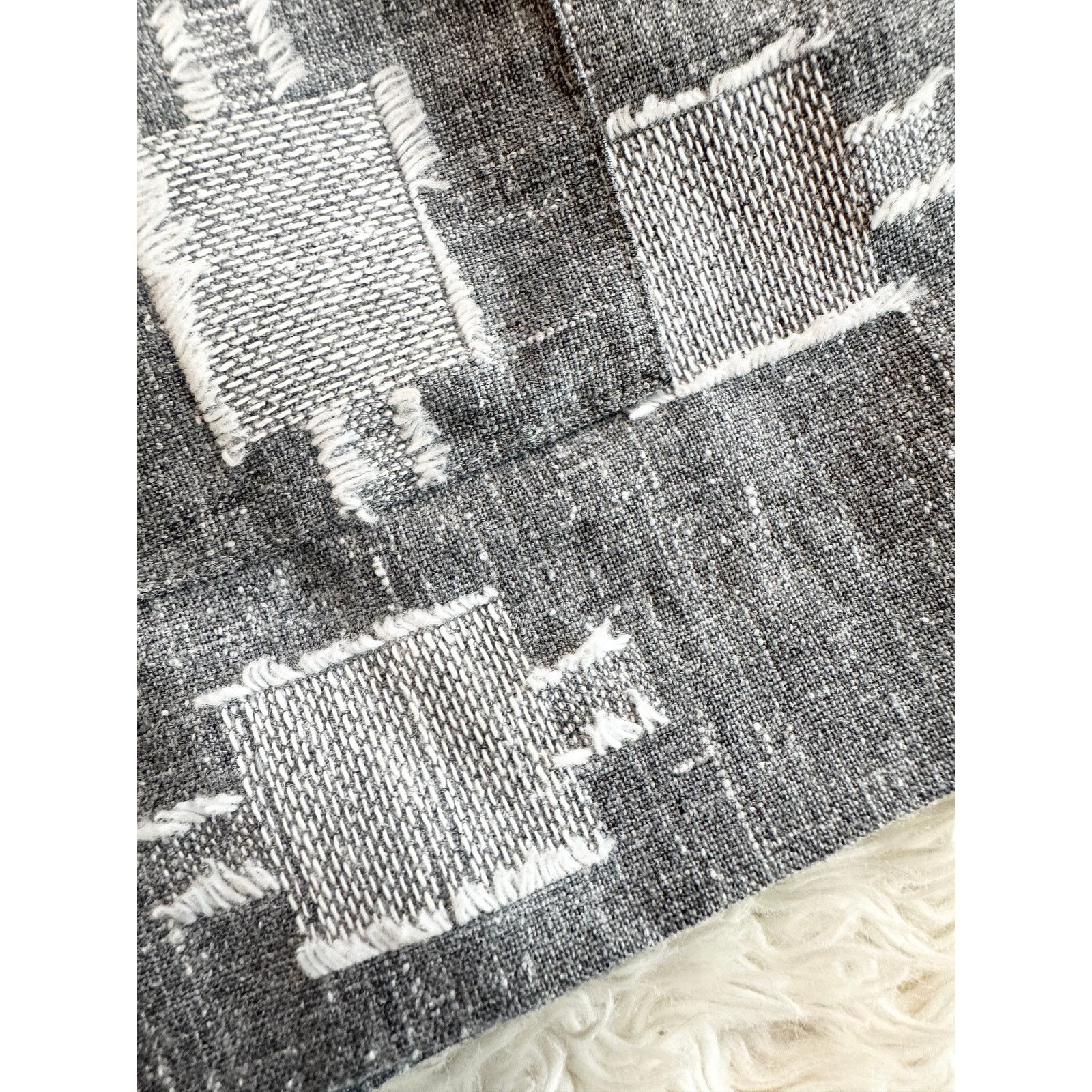 Homemade 70s Grey & White Slub Knit Fringe Set Size 28" / US 6 / IT 42 - 9 Thumbnail