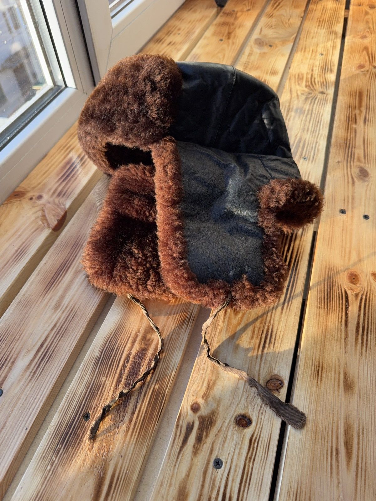 Vintage Vntg 80s Aviator Real Leather / Fur RARE Retro Ushanka Hat Size ONE SIZE - 5 Thumbnail