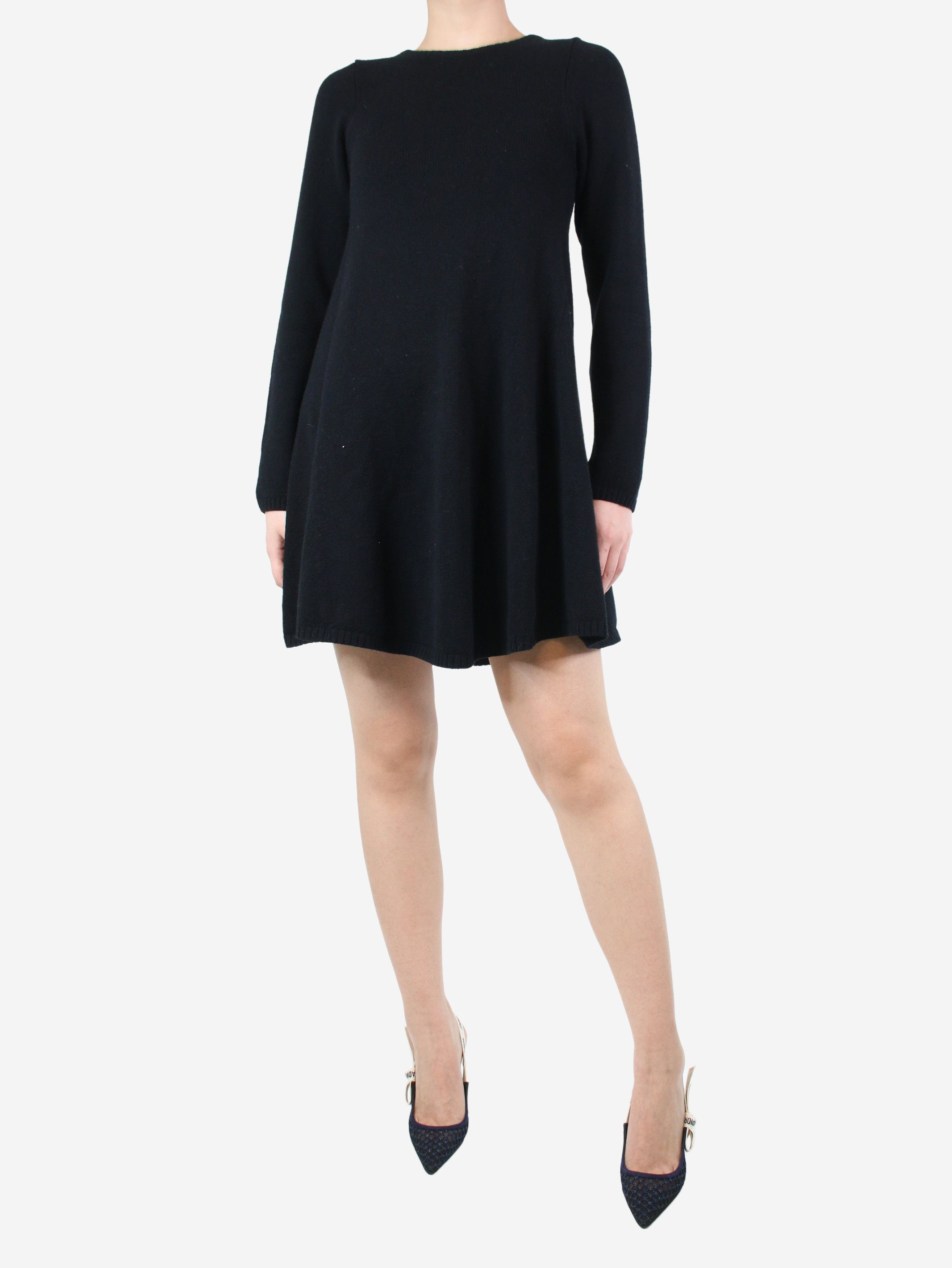 image of Khaite Black Cashmere Flared Dress - Size M, Women's