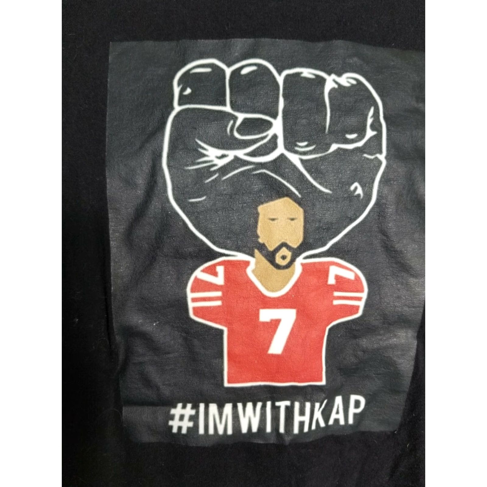 NFL Colin Kaepernick T-Shirt 3XL Black Im With Kap NFL Protest Kneeling Double Side Mens Size US XXL / EU 58 / 5 - 3 Thumbnail