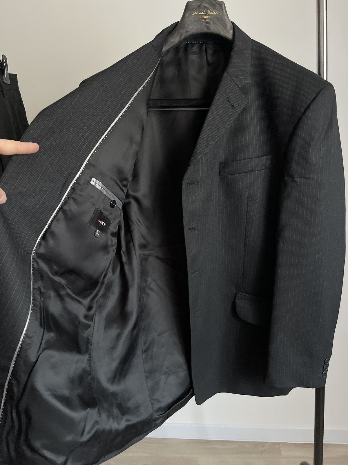 NEXT Next Super 100s Wool Pinstripe Suit blazer Pure New Wool 44R Size 44R - 4 Thumbnail