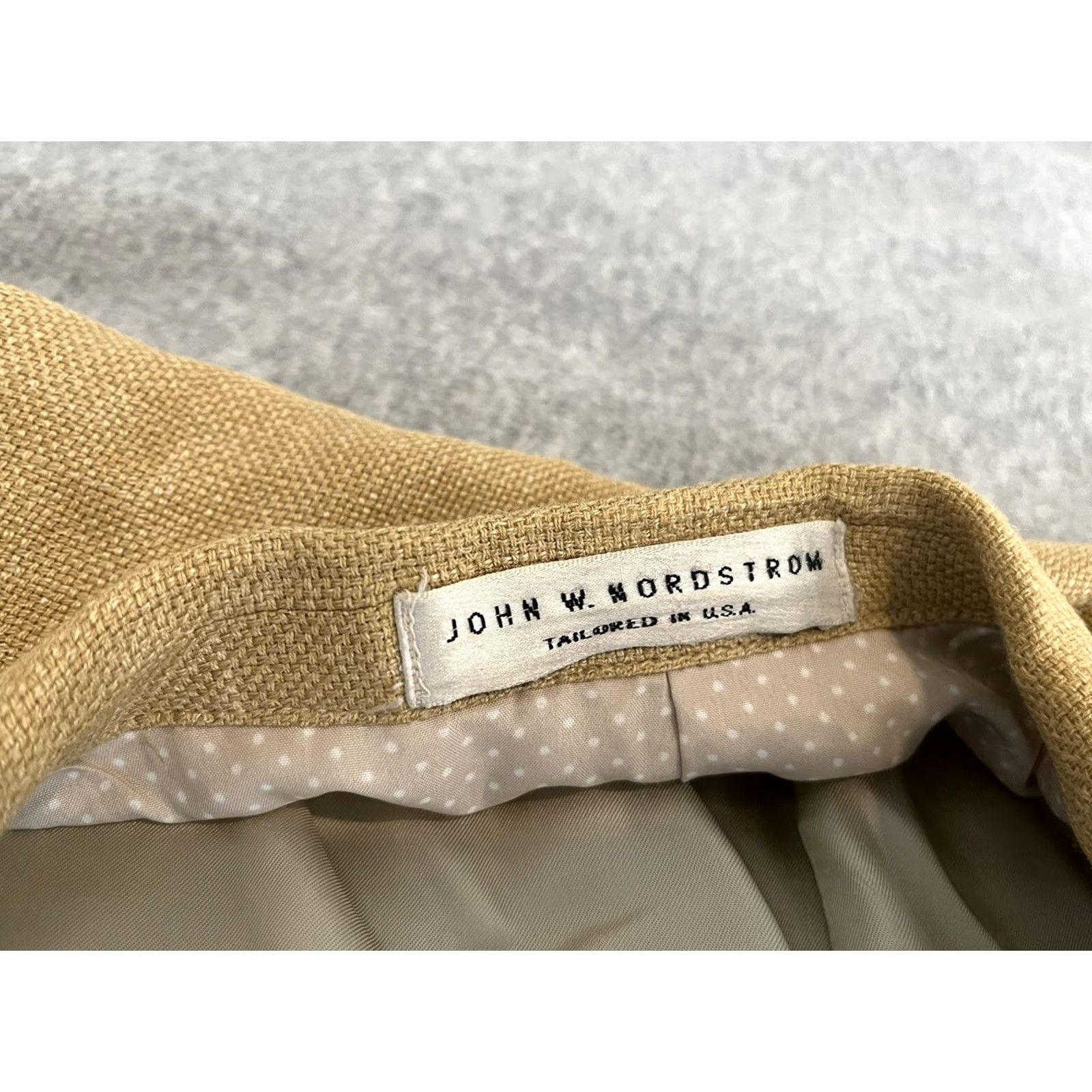 Nordstrom John W Nordstrom E. Thomas Blazer Jacket Sport Coat Mens 44L Beige Silk Wool Two Button Long Pattern Solid Size 44R - 6 Thumbnail
