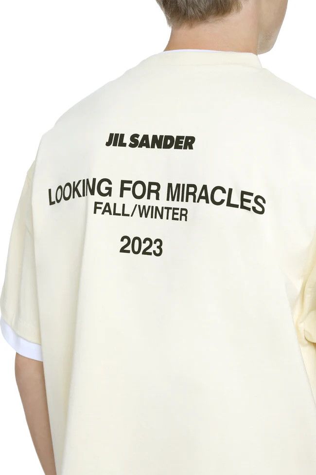 Jil Sander o1y1124 Cotton Crew-Neck Short Sleeves T-Shirt in White & Iv Size US M / EU 48-50 / 2 - 5 Thumbnail