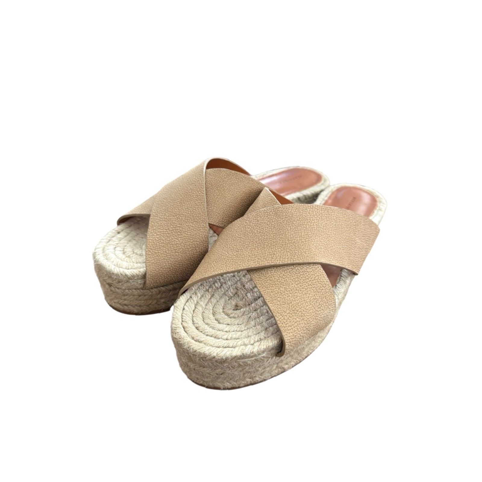 Allsaints ALLSAINTS Harlem Espadrille Platform Slides Tan Leather Size 39 US 8 EUC Women Leather Cushioned Non-Slip Vintage No Size US 8 / IT 38 - 2 Thumbnail