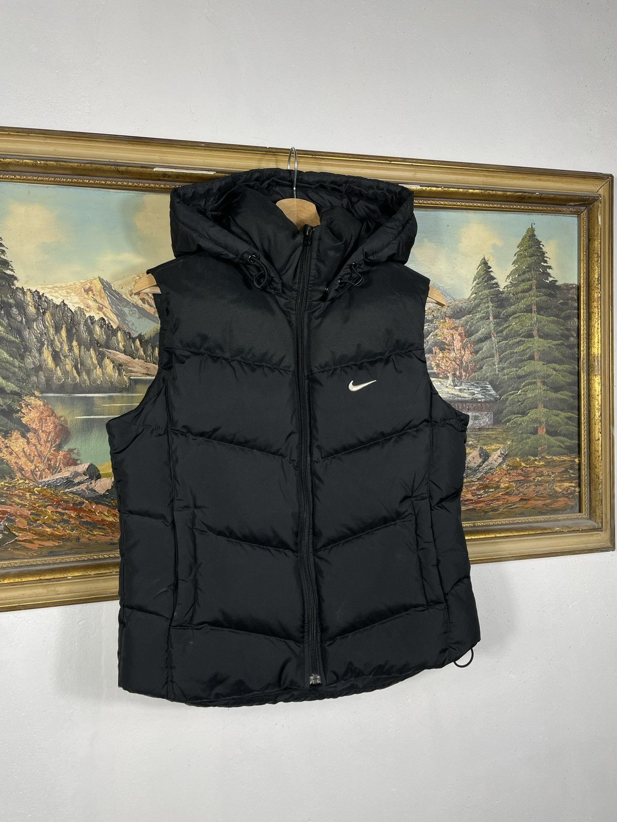 Nike × Vintage Nike Small Swoosh Zip Hoodie Black Y2k 00s Retro Winter Warm Size S / US 4 / IT 40 - 3 Thumbnail
